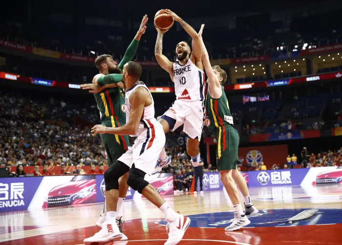 Basketball - FIBA World Hp - SeHnd Round - Group L - France v Lithuania - Gymnasium of Youth Olympic Games Sport Park, Nanjing, China - September 7, 2019 France's Evan Fournier in action