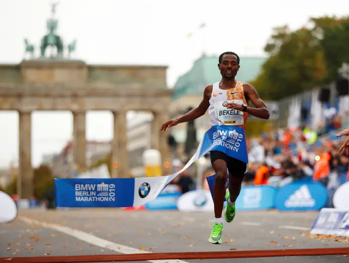 Athletics - Berlin MaratHn - BeHin, Germany - September 29, 2019   Ethiopia's Kenenisa Bekele wins the men's elite race
