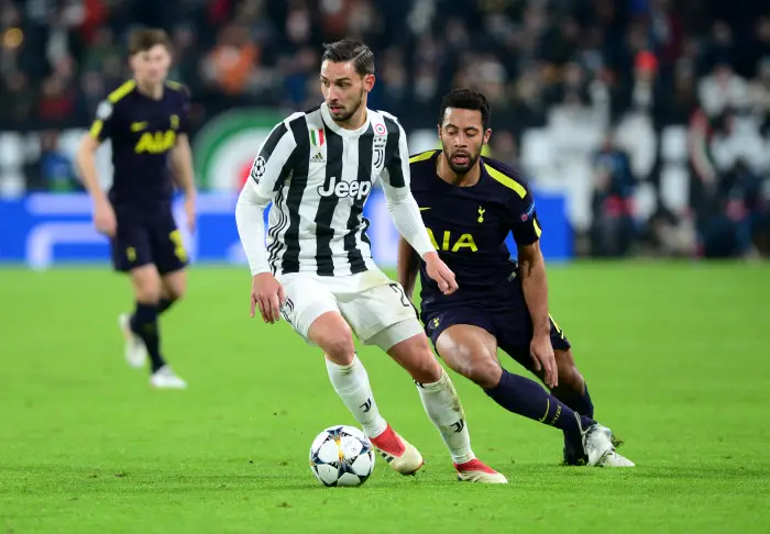 Juventus¹ Mattia De Sciglio in action with Tottenham's Mousa Dembele