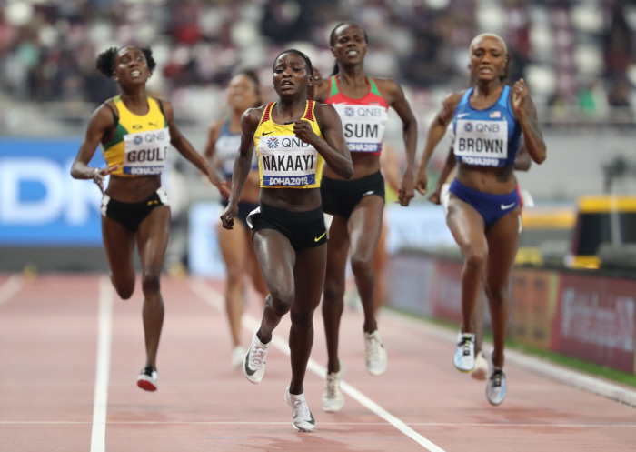 Athletics - World AthletHs ChamHonships - Doha 2019 - Women's 800 Metres Semi Finals - Khalifa International Stadium, Doha, Qatar - September 28, 2019  Uganda's Halimah Nakaayi in action