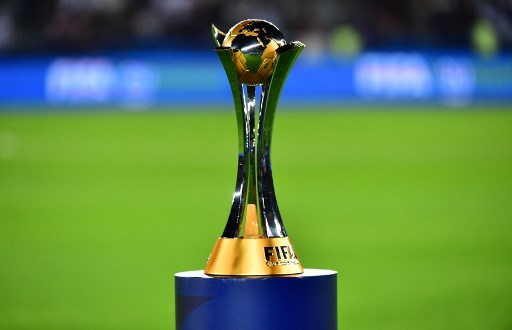 The Club World Cup trophy is pictured ahead of the Final match in the FIFA Club World Cup football competition between Real Madrid and Al-Ain at the Zayed Sports City Stadium in Abu Dhabi, the capital of the United Arab Emirates, on December 22, 2018. (Photo by Giuseppe CACACE / AFP)