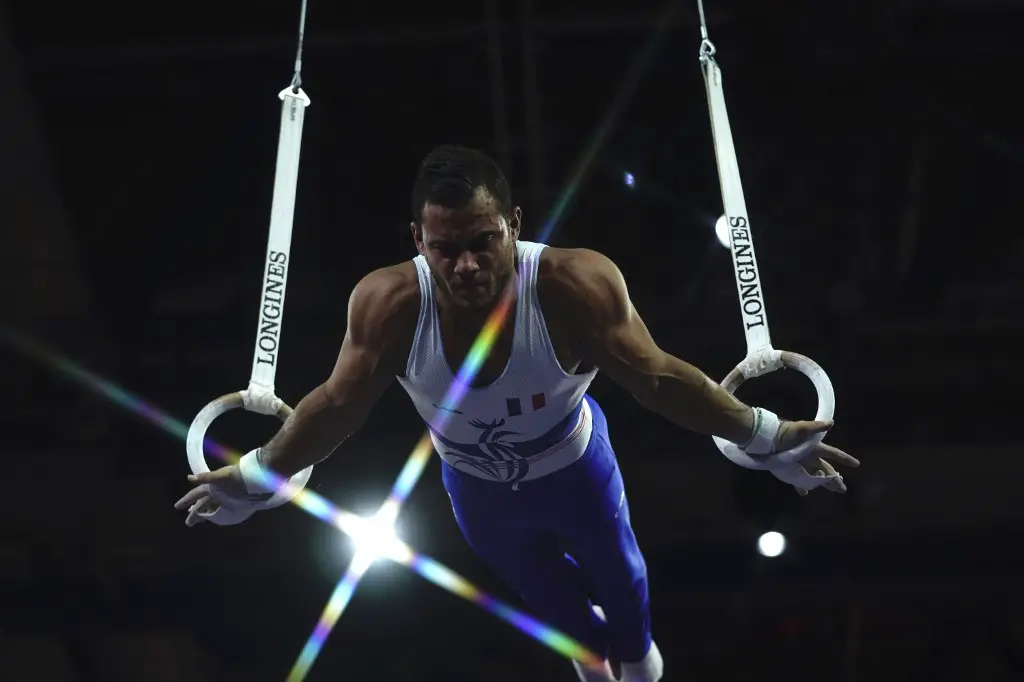 France's Samir Ait Said competes during the men's qualifying session at the FIG Artistic Gymnastics World Championships at the Hanns-Martin-Schleyer-Halle in Stuttgart, southern Germany, on October 6, 2019. (Photo by Lionel BONAVENTURE / AFP)