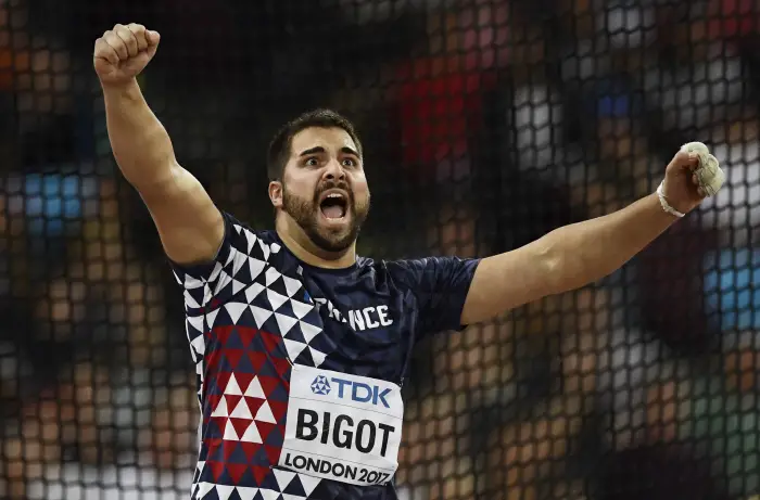 Athletics - World Athletics Championships - Men's Hammer Throw Final - London Stadium, London, Britain ­ August 11, 2017. Quentin Bigot of France reacts.