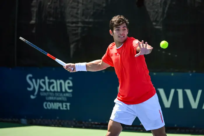 Cristian Garin (CHI) gets ready to return the ball