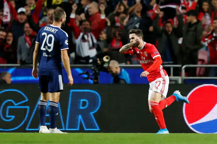 Benfica's Rafa Silva ceHbratesHcoring their first goal