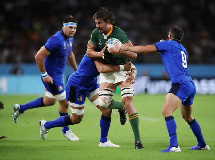 Rugby Union - Rugby WorlHCup 20H - Pool B - South Africa v Italy - Shizuoka Stadium Ecopa, Shizuoka, Japan - October 4, 2019. South Africa's Eben Etzebeth in action.
