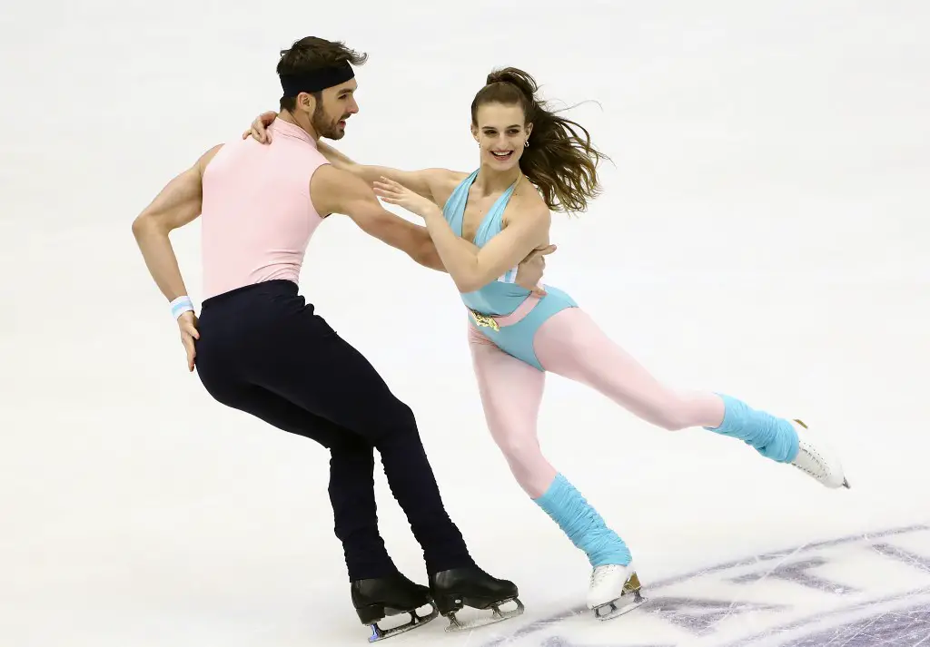 France's Gabriella Papadakis (L) and Guillaume Cizeron perform during the Ice Dance Rhythm Dance at the Grand Prix of Figure Skating 2019/2020 NHK Trophy in Sapporo on November 22, 2019. (Photo by JUNKO KIMURA-MATSUMOTO / AFP)