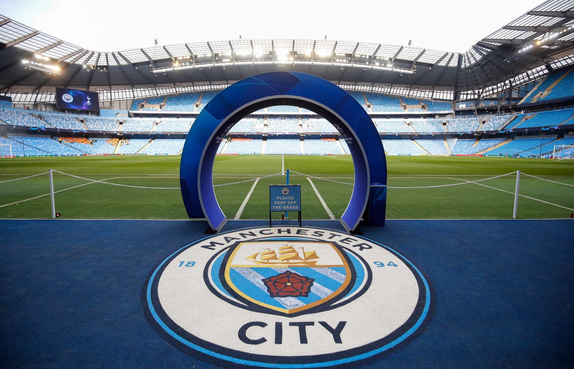 General view of the pitch before the UEFA Champions League quarter final second leg match between Manchester City and Tottenham Hotspur at the Etihad Stadium, Manchester, on April 17th, 2019.
Photo : PA Images / Icon Sport