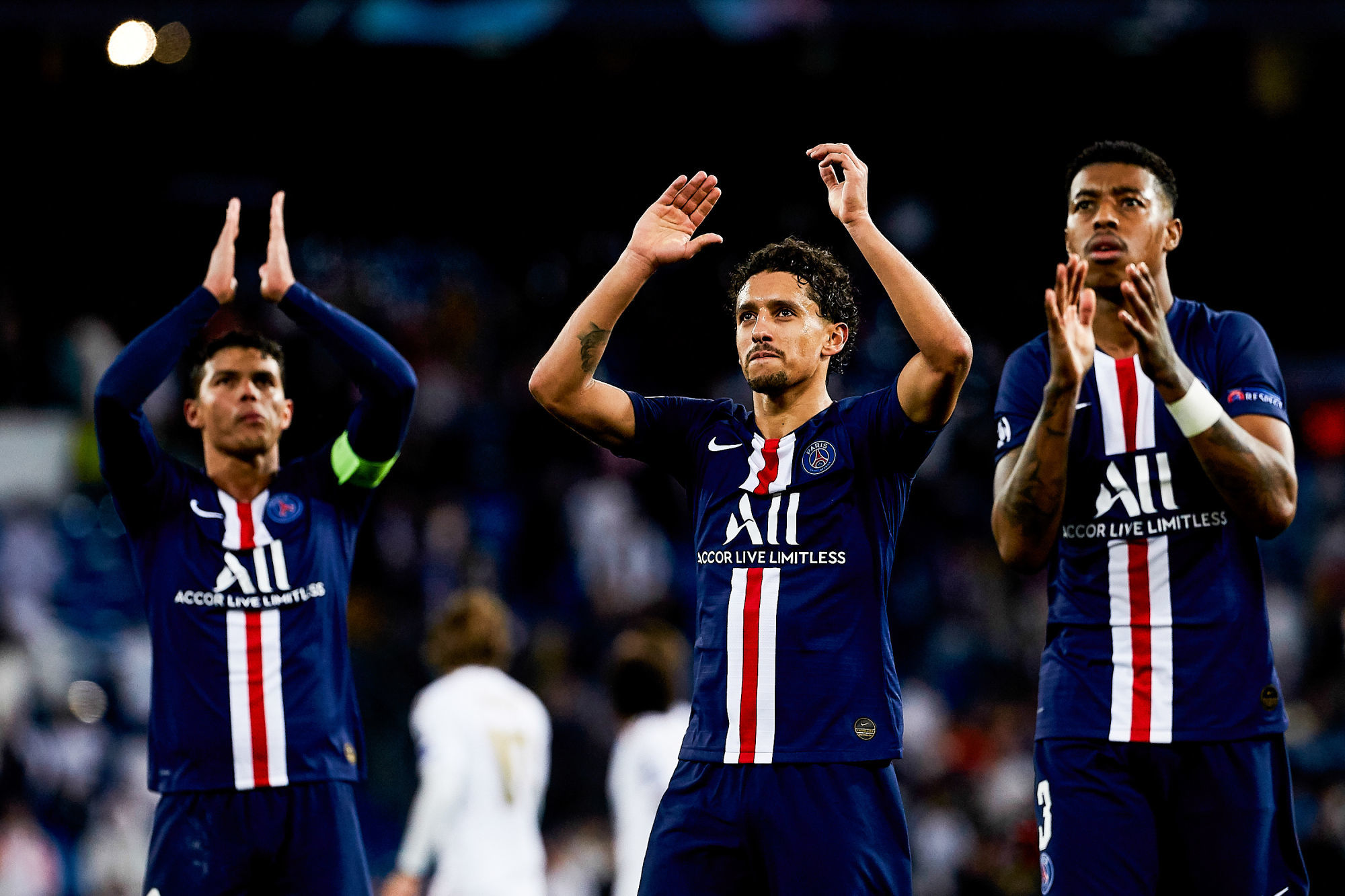 Photo by Pressinphoto/Icon Sport - MARQUINHOS - Presnel KIMPEMBE - Thiago SILVA - Stade Santiago-Bernabeu - Madrid (Espagne)