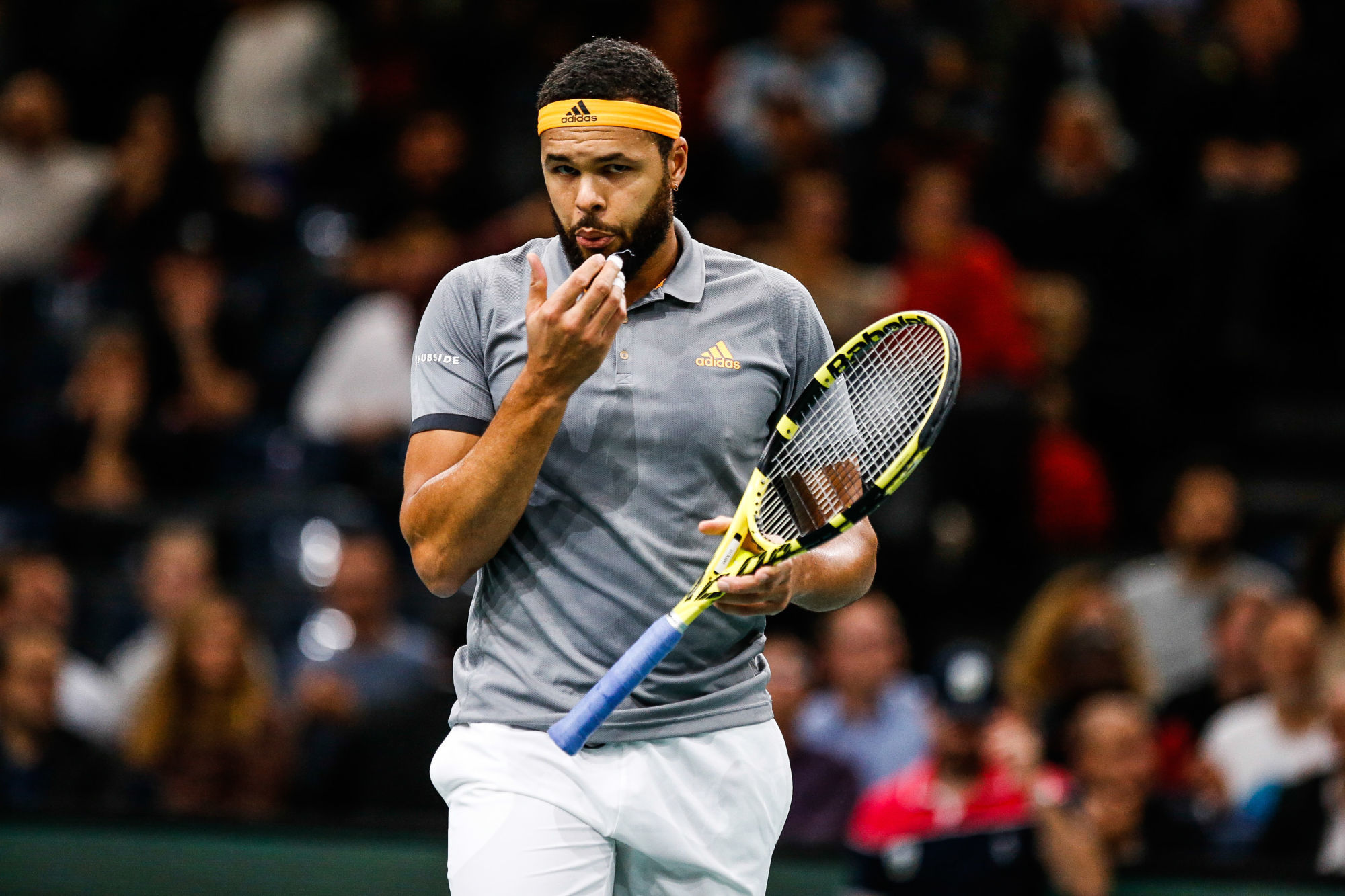 Jo Wilfried TSONGA of France during the Day 5 of the Rolex Paris Masters at AccorHotels Arena on November 1, 2019 in Paris, France. (Photo by Johnny Fidelin/Icon Sport)  - Jo Wilfried TSONGA - Bercy AccorHotels Arena - Paris (France)
