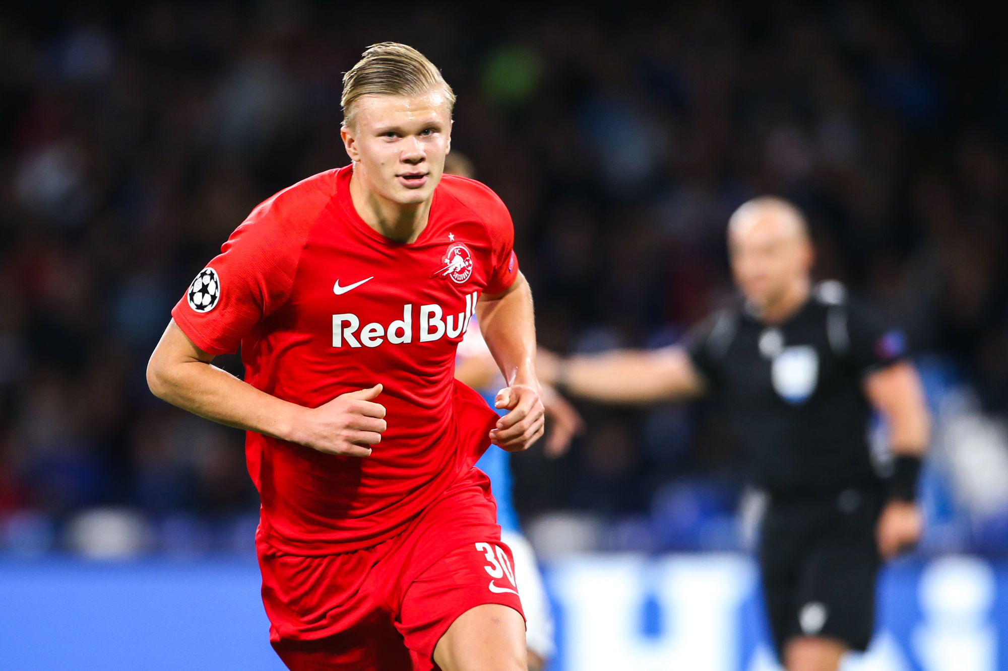 NAPLES,ITALY,05.NOV.19 - SOCCER - UEFA Champions League, group stage, SSC Napoli vs Red Bull Salzburg. Image shows the rejoicing of Erling Braut Haaland (RBS). Photo: GEPA pictures/ Mathias Mandl 

Photo by Icon Sport - Erling HAALAND - Stade San Paolo - Naples (Italie)