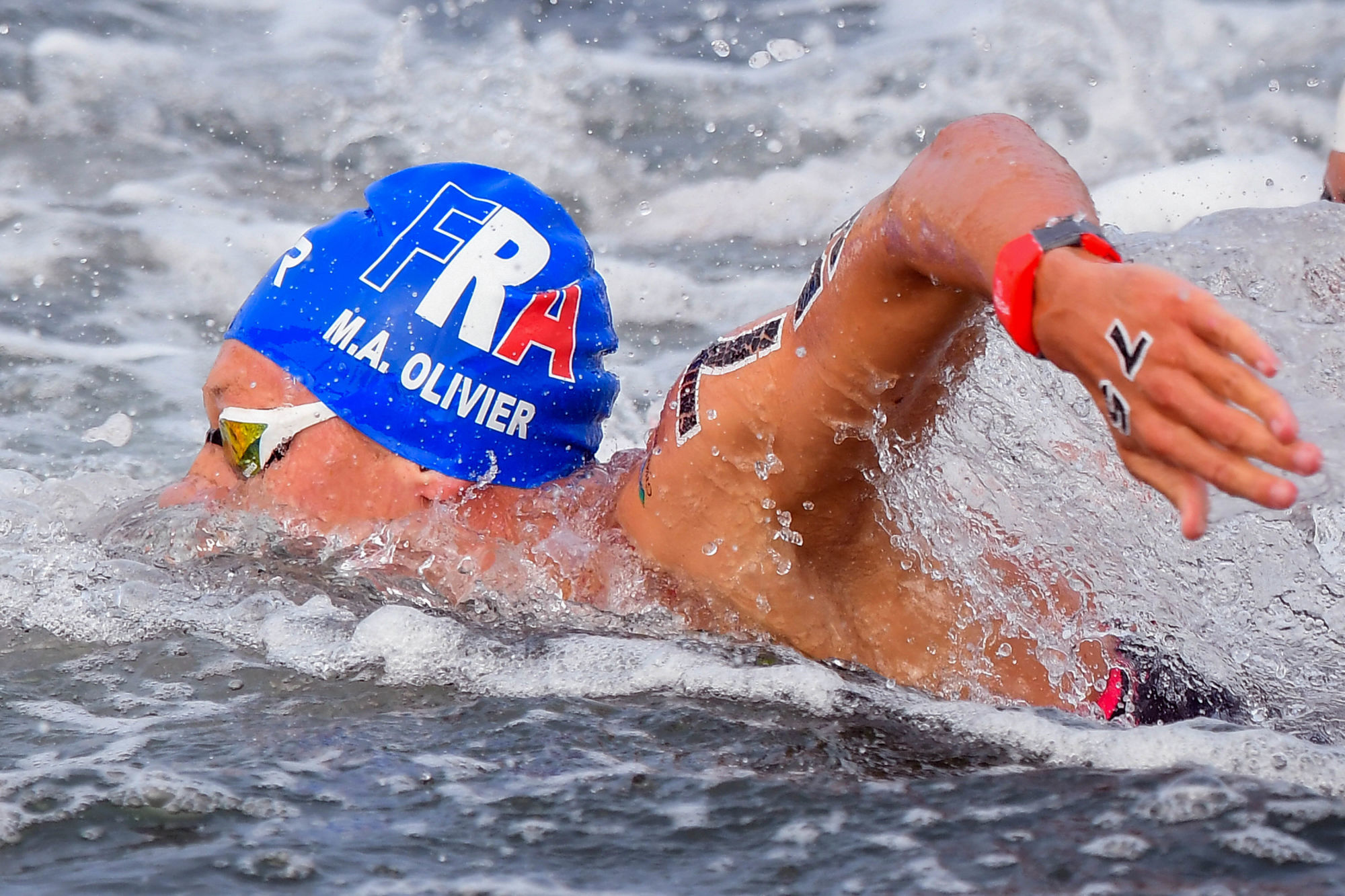 16 July 2019, South Korea, Yeosu: Swimming World Championship: Open water, 10 km men. In the photo Marc ANTOINE OLIVIER (FRA), silver medal
Photo : LaPresse / Icon Sport