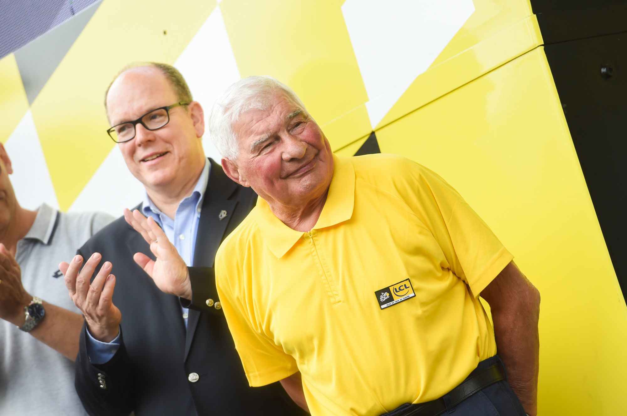 Prince Albert De Monaco  and Raymond Poulidor during Stage 1 of Tour de France (Brussels-Brussels), on July 6th, 2019.
Photo : Sirotti / Icon Sport