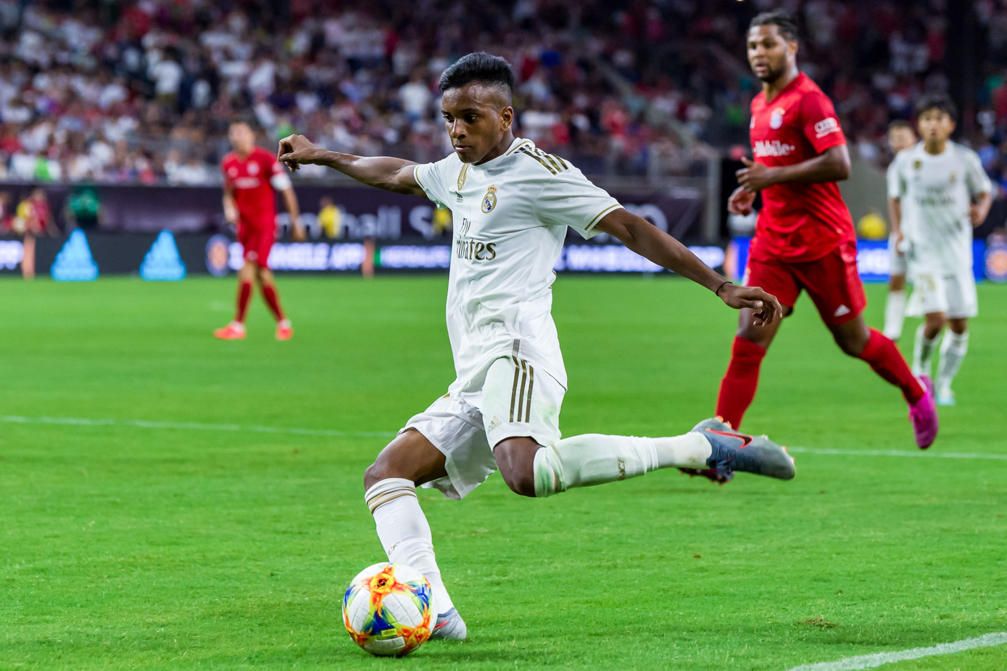 July 20, 2019: Real Madrid forward Rodrygo Goes (27) goes for the shot on goal during the International Champions Cup between Real Madrid and Bayern Munich FC at NRG Stadium in Houston, Texas. 
Photo: SUSA / Icon Sport