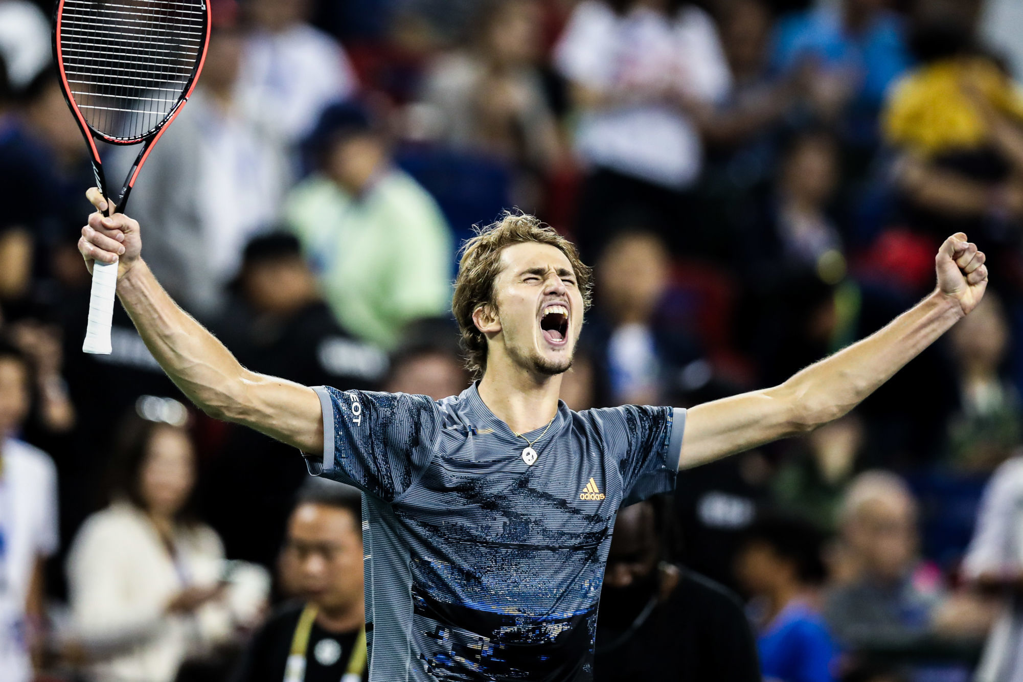 (191011) -- SHANGHAI, Oct. 11, 2019 (Xinhua) -- Alexander Zverev of Germany celebrates after the men's singles quarter final match between Roger Federer of Switzerland and Alexander Zverev of Germany at 2019 ATP Shanghai Masters tennis tournament in Shanghai, east China, on Oct. 11, 2019. (Xinhua/Wu Gang) (Photo by Xinhua/Sipa USA) 
Photo by Icon Sport - Alexander ZVEREV - Shanghai (Chine)
