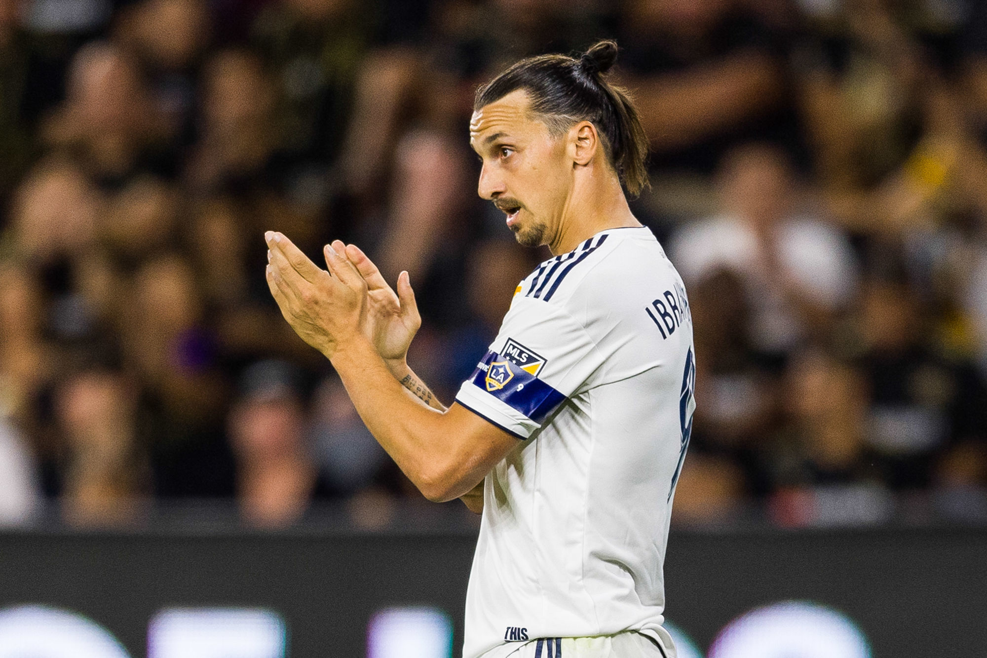 Oct 24, 2019; Los Angeles, CA, USA; Los Angeles Galaxy forward Zlatan Ibrahimovic (9) reacts during the second half against the Los Angeles FC at Banc of California Stadium. Mandatory Credit: Kelvin Kuo-USA TODAY Sports/Sipa USA 


Photo by Icon Sport - Zlatan IBRAHIMOVIC - Banc of California Stadium - Los Angeles (Etats Unis)