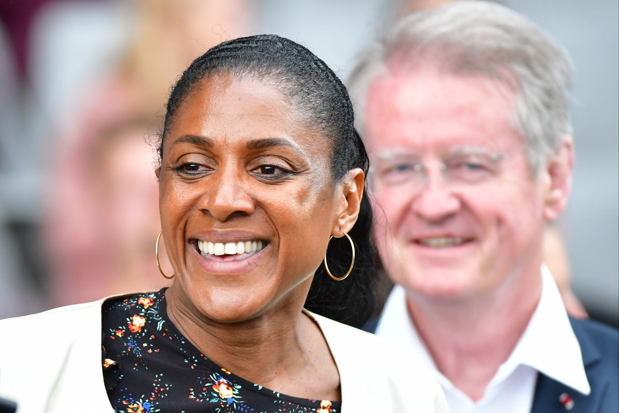 Former French athlete Marie Jose Perec and co president of the Paris 2024 Olympic bid Bernard Lapasset during the European Athletics Team Championships Super League at Grand Stade Lille Metropole on June 25, 2017 in Lille, France. (Photo by Dave Winter/Icon Sport)