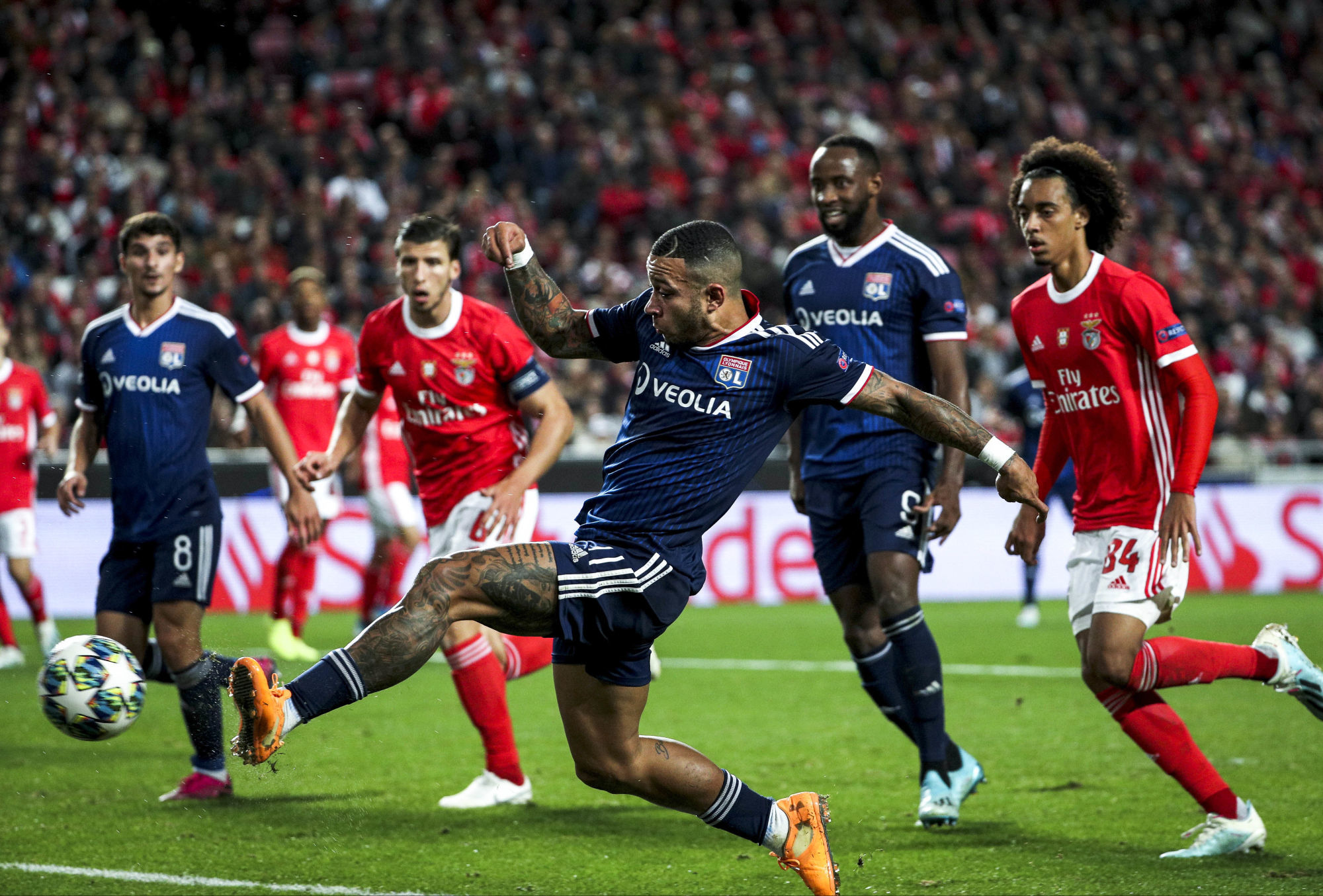 Lisbon, 10/23/2019 - Sport Lisboa e Benfica hosted Olympique Lyonnais tonight at the Estádio da Luz in Lisbon, in a match counting for the third round of the 2019/20 Champions League group stage. Memphis Depay Goal (1-1) (Filipe Amorim / Global Images) 

Photo by Icon Sport - Memphis DEPAY - Estàdio da Luz - Lisbonne (Portugal)