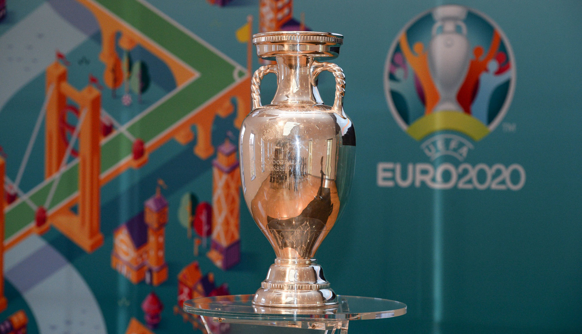 20161216 - AMSTERDAM , NETHERLANDS : illustration picture of the Euro 2020 Champions cup during the UEFA EURO 2020 Host City Logo Launch event at the Hermitage Amsterdam Venue in Amsterdam , The Nethe