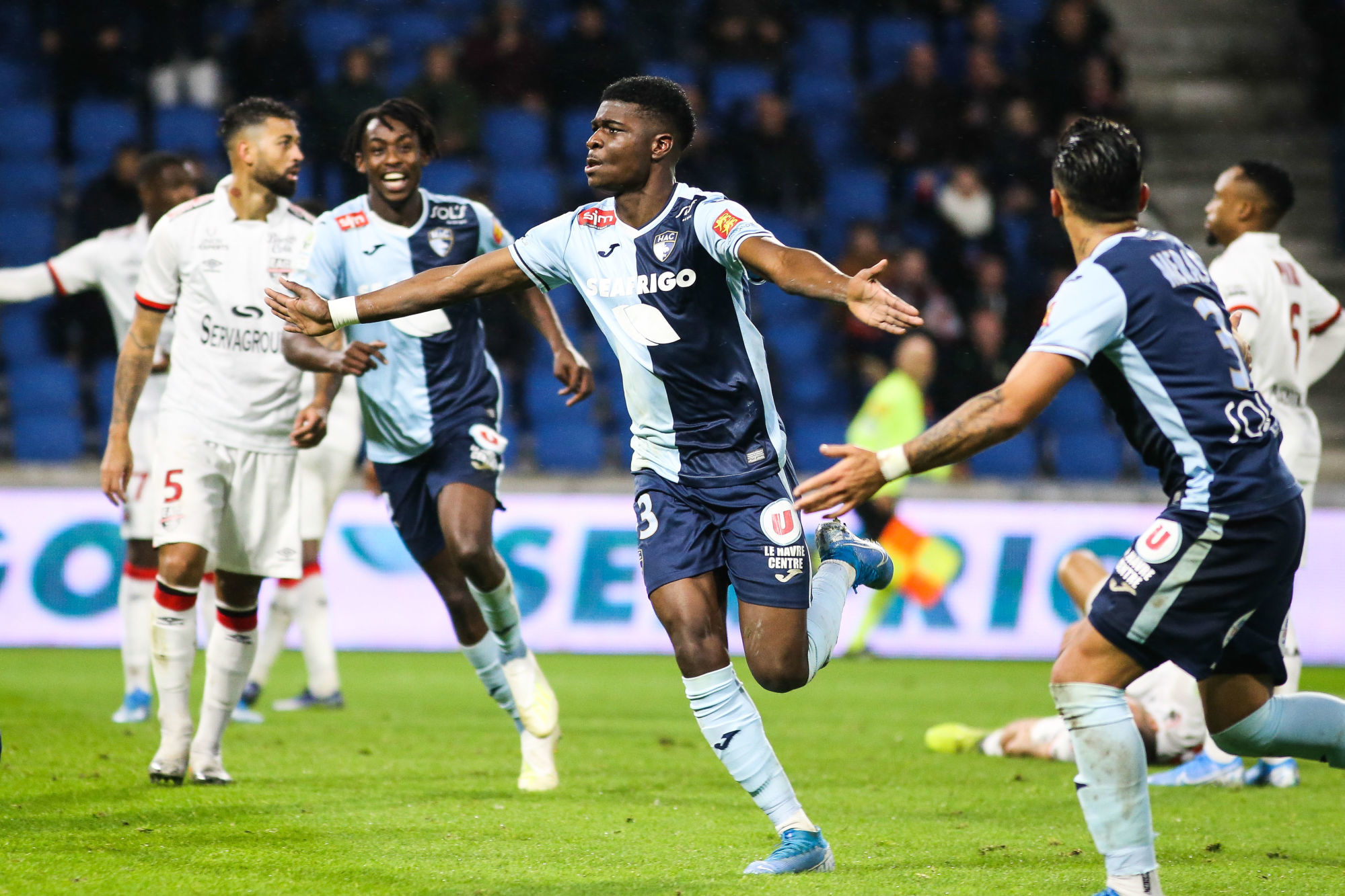 Eric Junior DINA EBIMBE of Le Havre during the Ligue 2 match between Le Havre Athletic Club and EA Guingamp on November 25, 2019 in Le Havre, France. (Photo by Maxime Le Pihif/Icon Sport) - Stade Oceane - Le Havre (France)