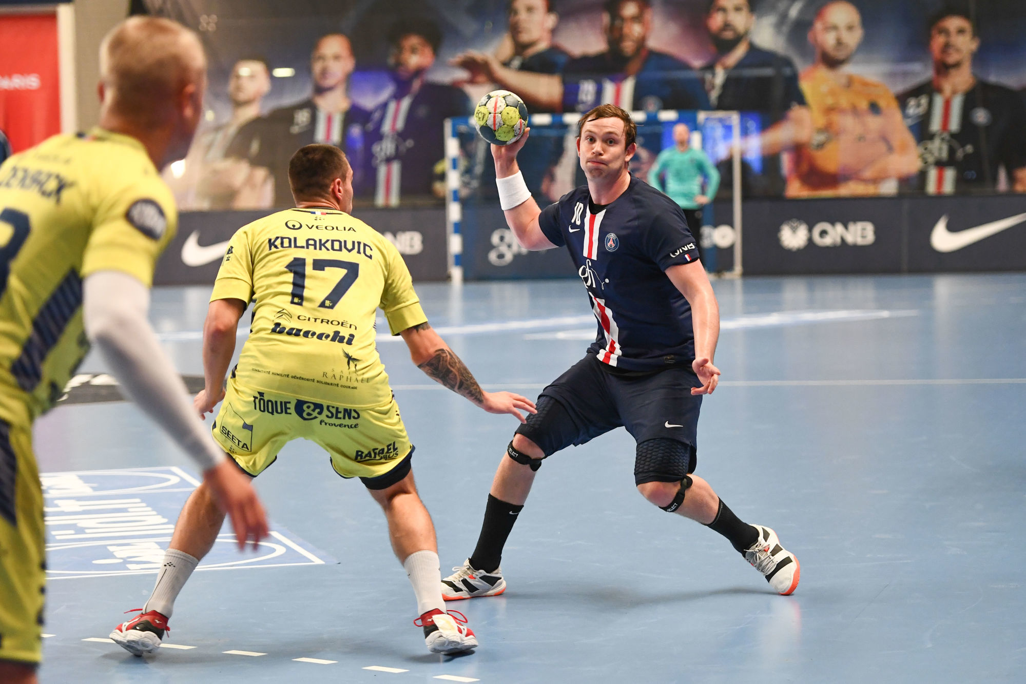 Sander SAGOSEN of PSG during the French Lidl Starligue Handball match between Paris Saint-Germain and Saint Raphael at Stade Pierre de Coubertin on November 27, 2019 in Paris, France. (Photo by Anthony Dibon/Icon Sport) - Sander SAGOSEN - Pierre de Coubertin - Paris (France)