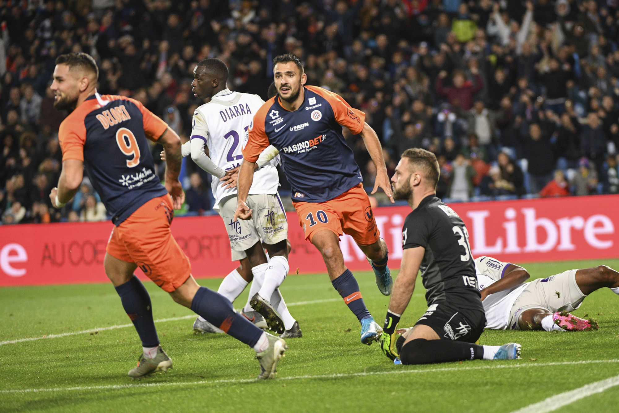 Gaetan LABORDE of Montpellier celebrates his goal during the Ligue 1 match between Montpellier and Toulouse at La Mosson on November 10, 2019 in Montpellier, France. (Photo by Aude Alcover/Icon Sport) - Stade de la Mosson - Montpellier (France)