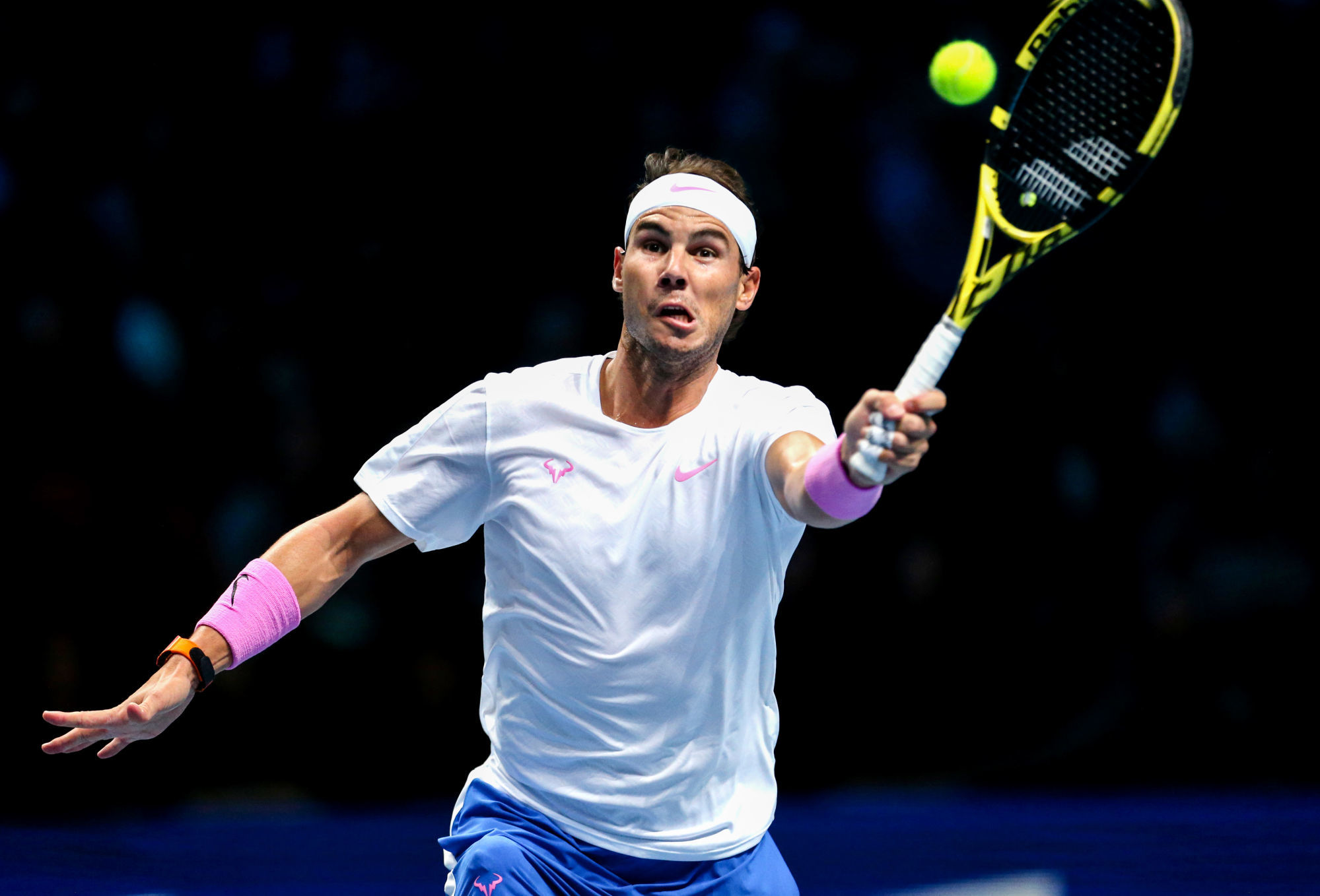 Rafael Nadal in action against Daniil Medvedev during their singles match on day four of the Nitto ATP Finals at The O2 Arena, London. 

Photo by Icon Sport - Rafael NADAL - O2 Arena - Londres (Angleterre)