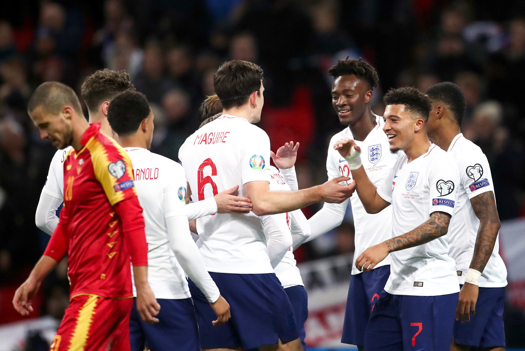 England players react after Montenegro's Aleksandar Sofranac (not pictured) scores an own goal 

Photo by Icon Sport - Wembley Stadium - Londres (Angleterre)