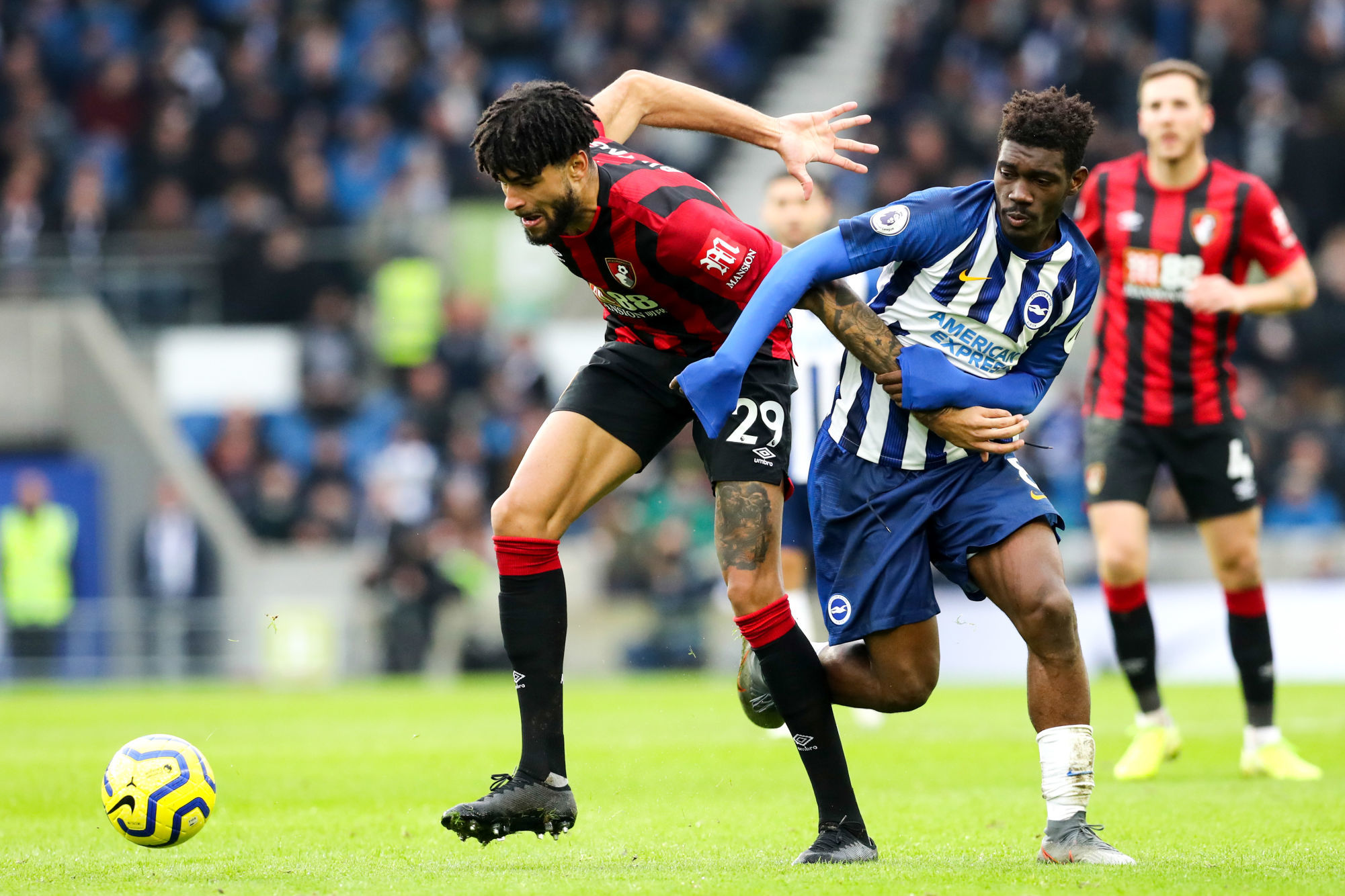Brighton & Hove Albion's Yves Bissouma (right) and Bournemouth's Philip Billing battle for the ball during the Premier League match at the AMEX Stadium, Brighton. 

Photo by Icon Sport - Falmer Stadium - Brighton (Angleterre)