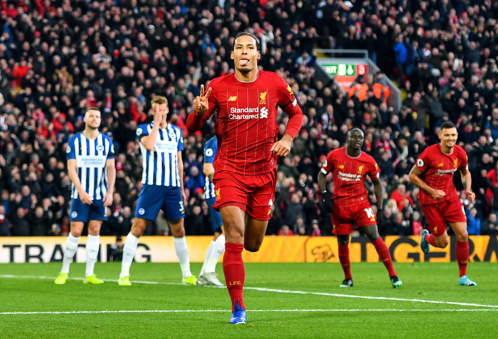 Liverpool's Virgil van Dijk celebrates scoring his second sides goal during the Premier League match at Anfield, Liverpool. 

Photo by Icon Sport - Virgil VAN DIJK - Anfield Road - Liverpool (Angleterre)