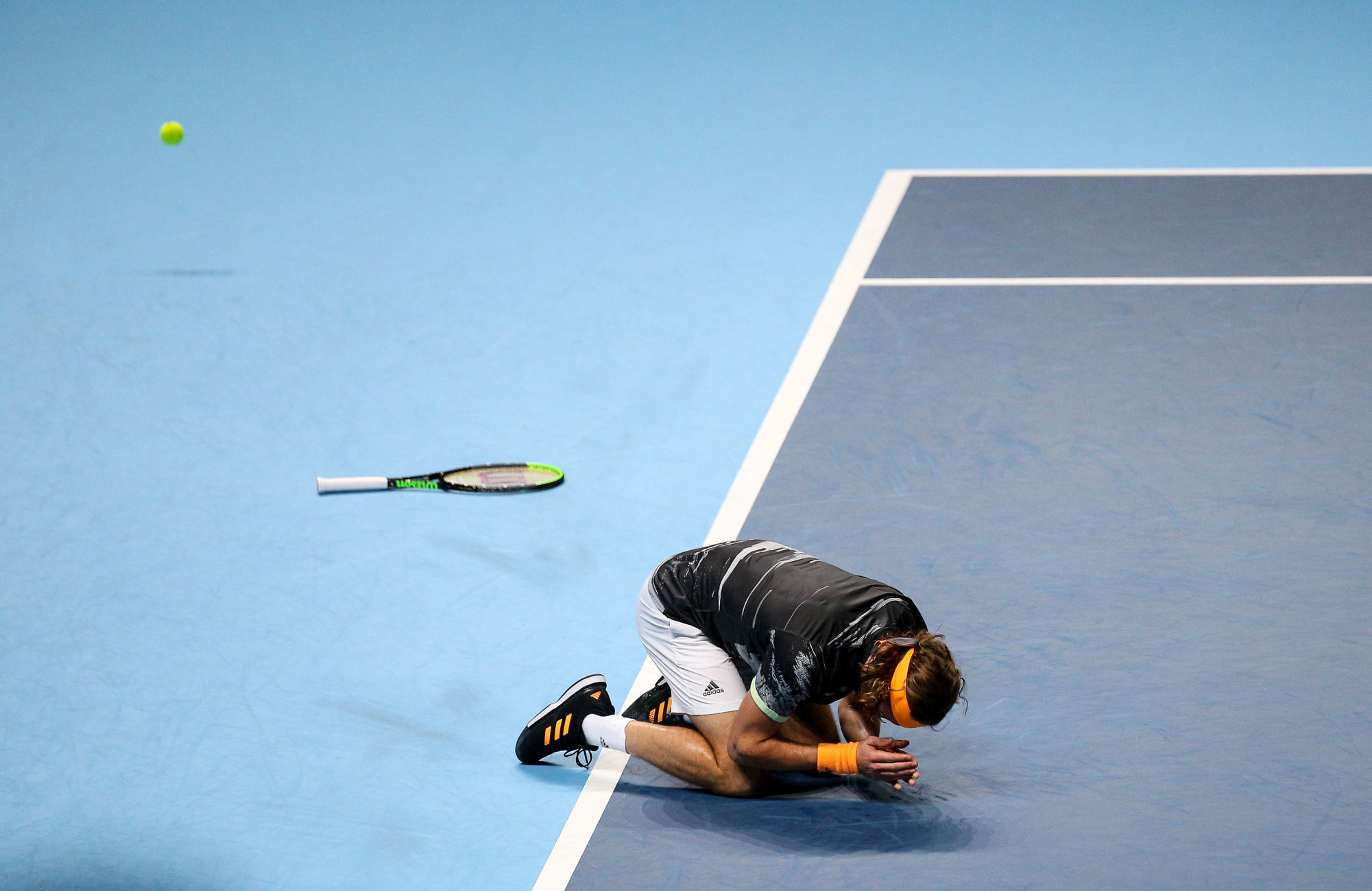 17th November 2019; O2 Arena, London, England; Nitto ATP Tennis Finals; Stefanos Tsitsipas (GRE) celebrates his victory after the Single Final match - Editorial Use 

Photo by Icon Sport - Stefanos TSITSIPAS - O2 Arena - Londres (Angleterre)