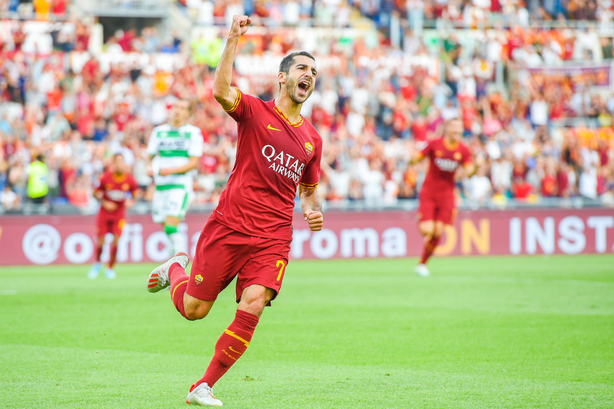 Foto Luciano Rossi/AS Roma/ LaPresse
15/09/2019 Roma ( Italia)
Sport Calcio
AS Roma  - Sassuolo
Campionato di Calcio Serie A Tim 2019 2020
Stadio Olimpico di Roma
Nella foto: Henrikh Mkhitaryan festeggia il suo goal 3-0
Photo Luciano Rossi/ AS Roma/ LaPresse
15/09/2019 Roma (Italy)
Sport Soccer
AS Roma - Sassuolo 
football Championship League A Tim 2019 2020 
Olimpic Stadium of Rome
In the pic: Henrikh Mkhitaryan celebrates his goal 3-0 

Photo by Icon Sport - Henrik MKHITARYAN - Stadio Olimpico - Rome (Italie)