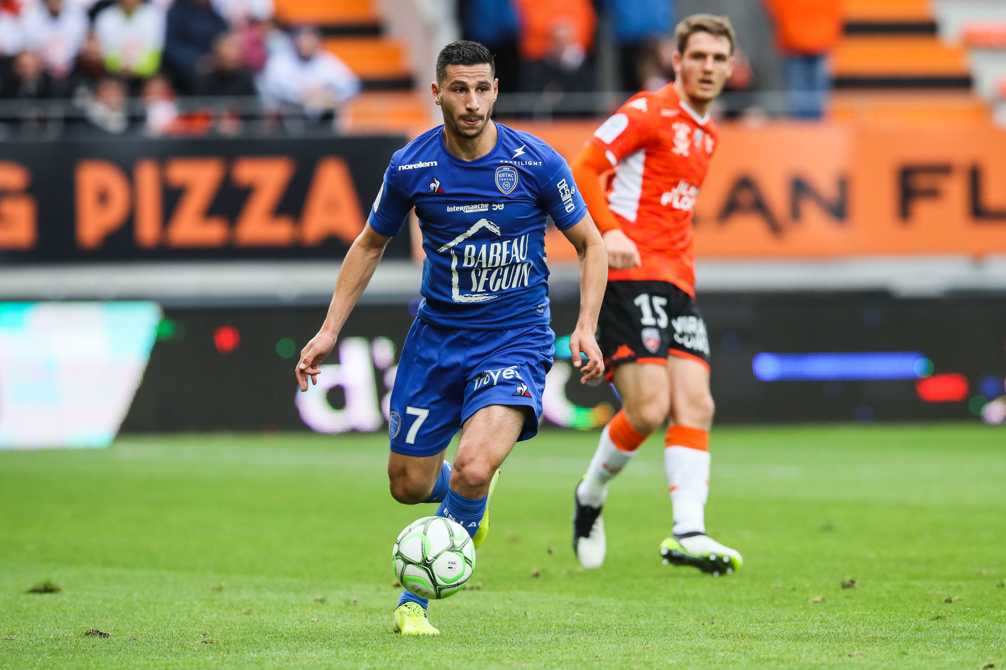 Yoann TOUZGHAR of Troyes during the Ligue 2 match between Lorient and Troyes on October 26, 2019 in Lorient, France. (Photo by Vincent Michel/Icon Sport) - Yoann TOUZGHAR - Stade du Moustoir - Lorient (France)