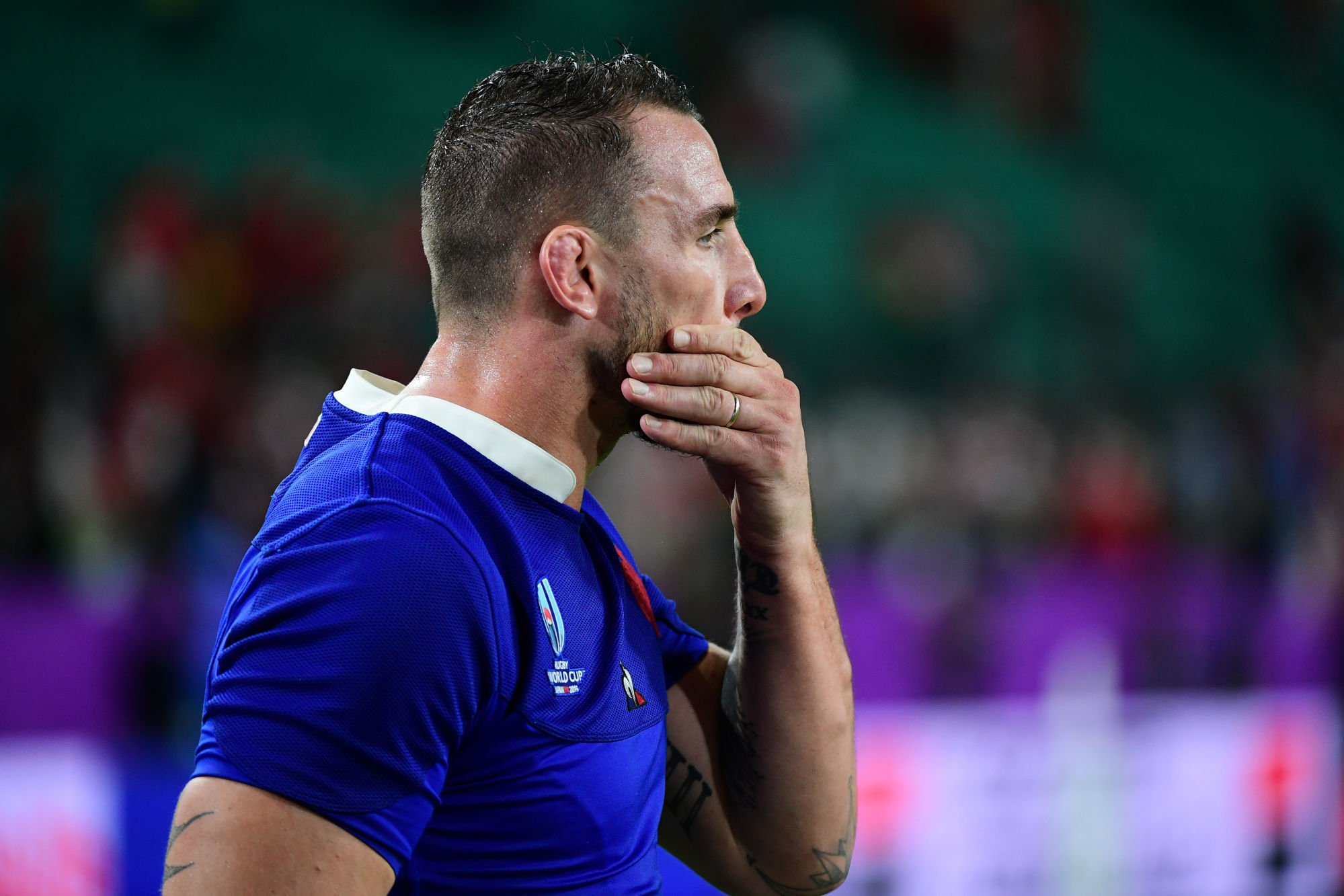 Disappointment for Louis PICAMOLES of France after his side loses the Rugby World Cup 2019 Quarter Final match between Wales and France on October 20, 2019 in Oita, Japan. (Photo by Dave Winter/Icon Sport) - Louis PICAMOLES - Oita Stadium - Oita (Japon)