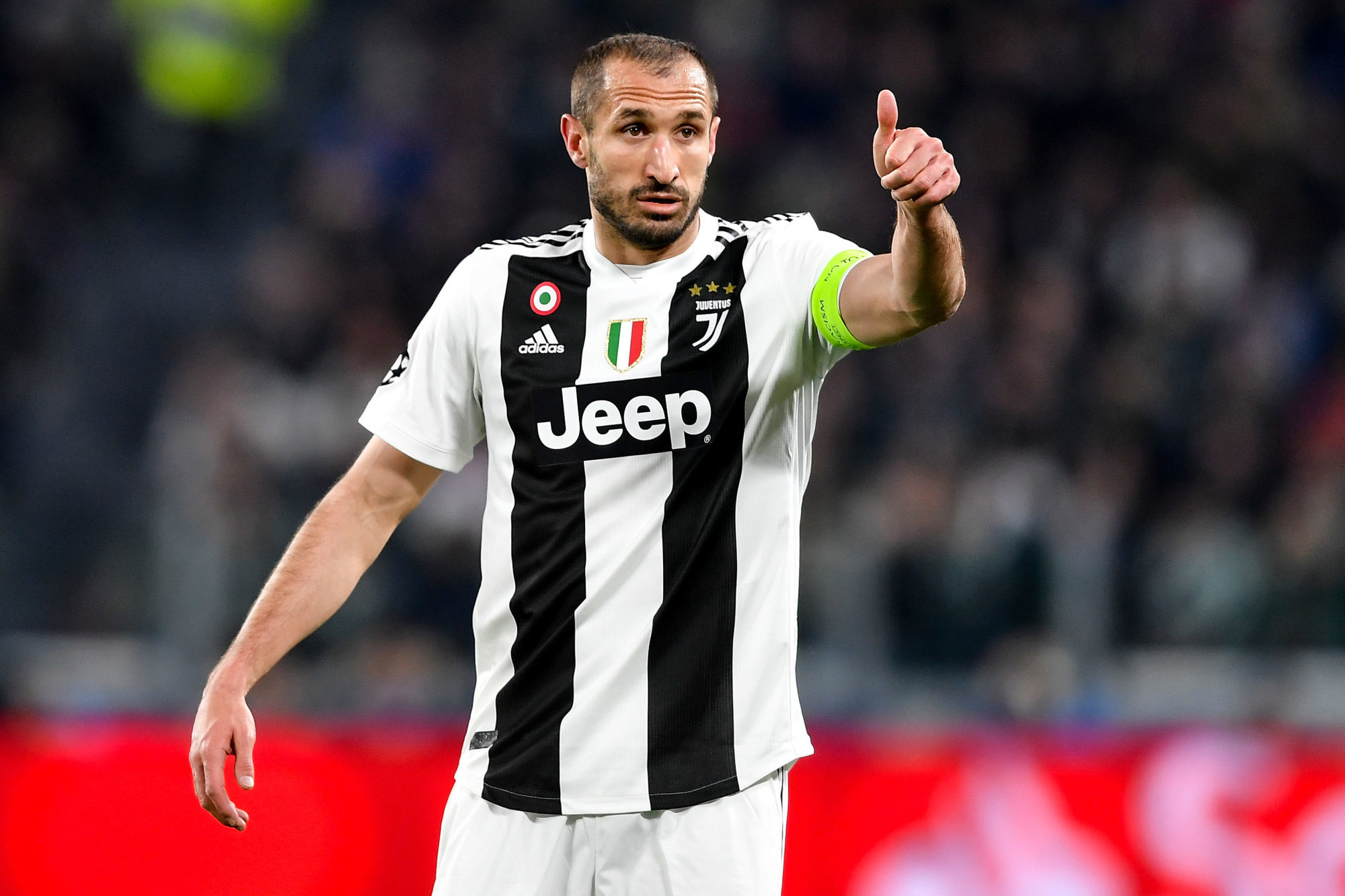 Giorgio Chiellini of Juventus reacts during the Uefa Champions League 2018/2019 round of 16 second leg football match between Juventus and Atletico Madrid at Juventus stadium, Turin, March, 12, 2019 
Photo : SUSA / Icon Sport