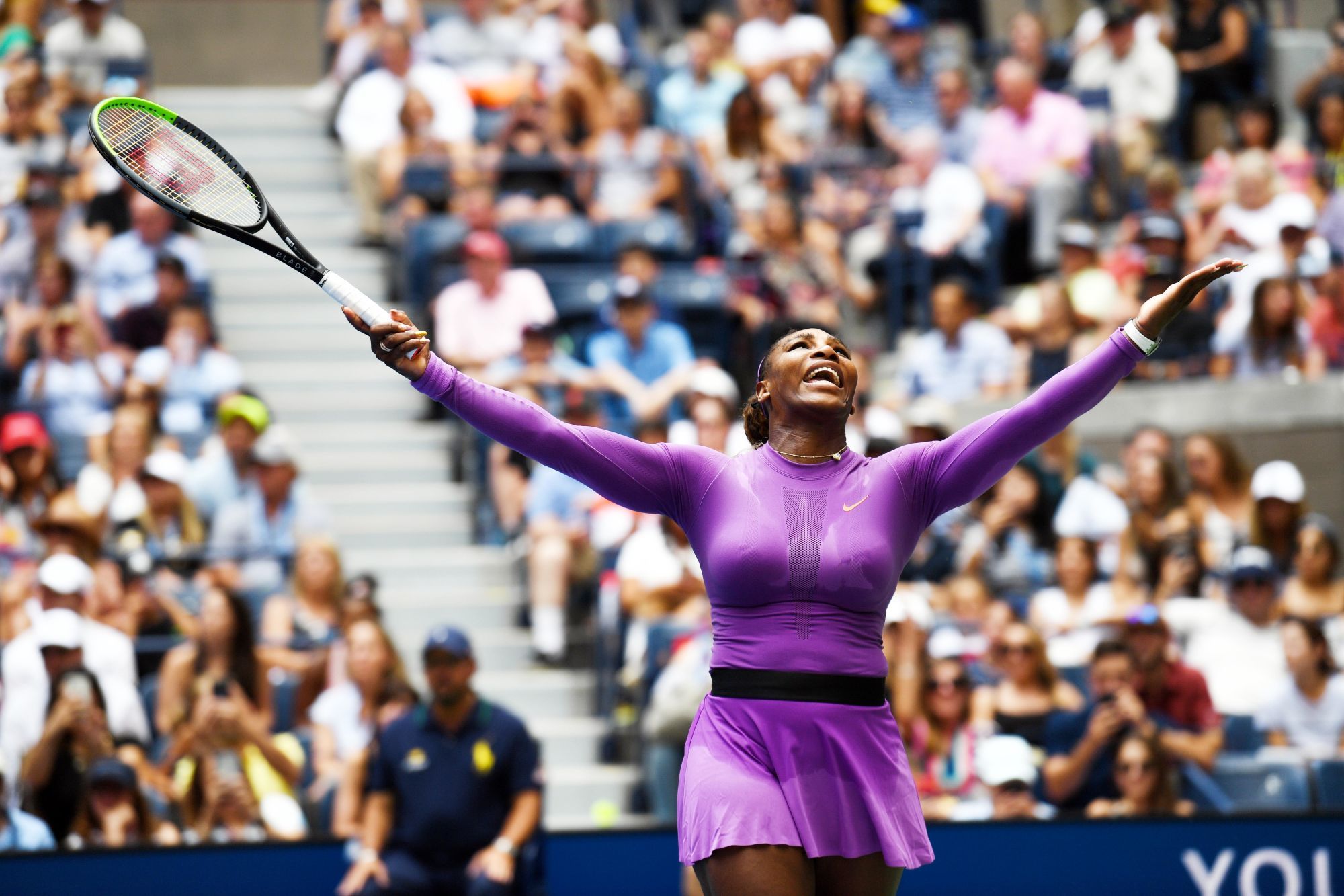 Serena Williams of the United States reacts during the women's singles 3rd round match between Serena Williams of the United States and Karolina Muchova of Czech Republic at the 2019 US Open in New York, the United States, Aug. 30, 2019.. Photo : SUSA / Icon Sport