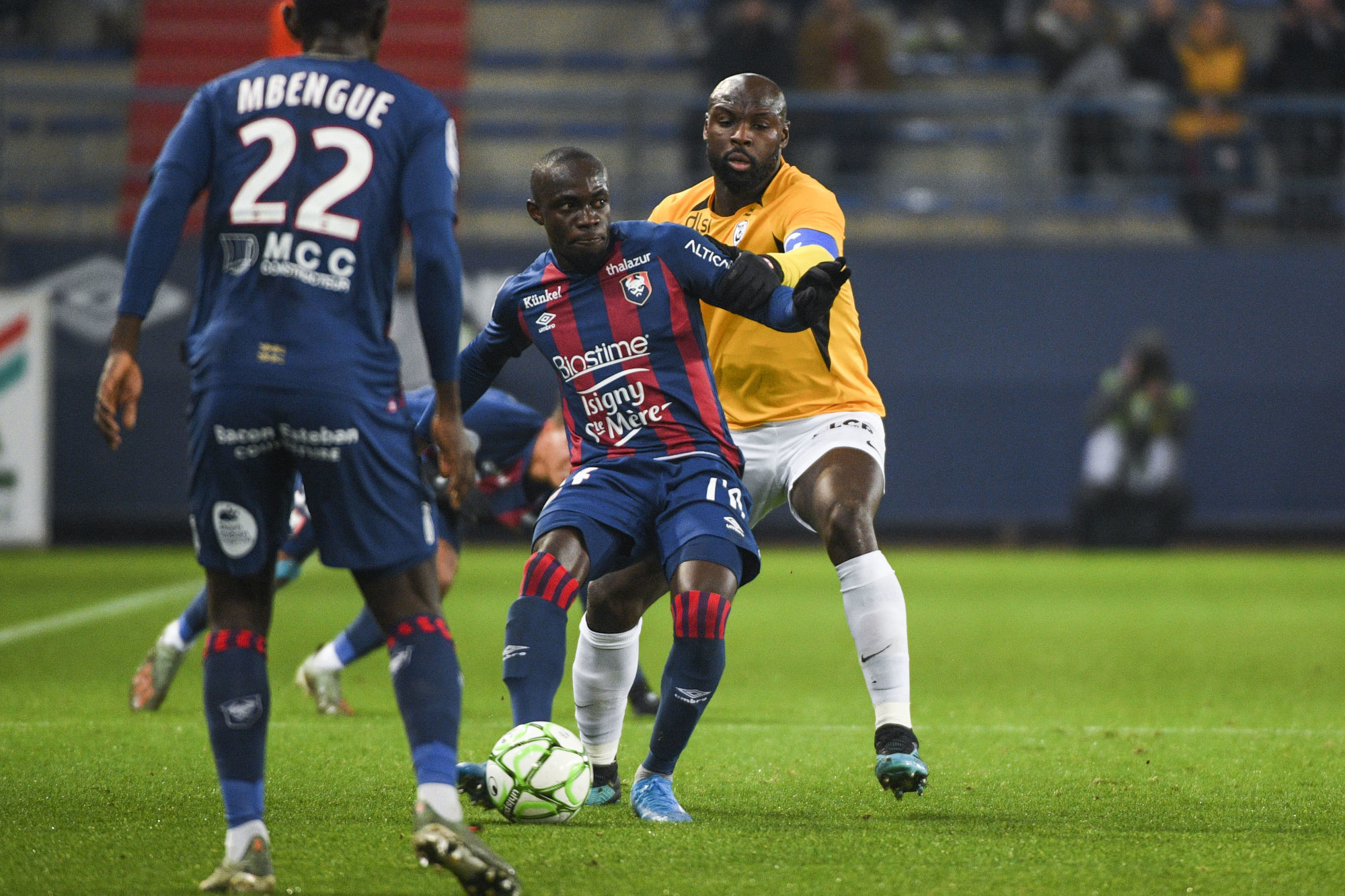 Caleb ZADY SERY of Caen and Ernest SEKA of Nancy during the Ligue 2 match between Caen and Nancy on December 2, 2019 in Caen, France. (Photo by Aude Alcover/Icon Sport) - Stade Michel d'Ornano - Caen (France)