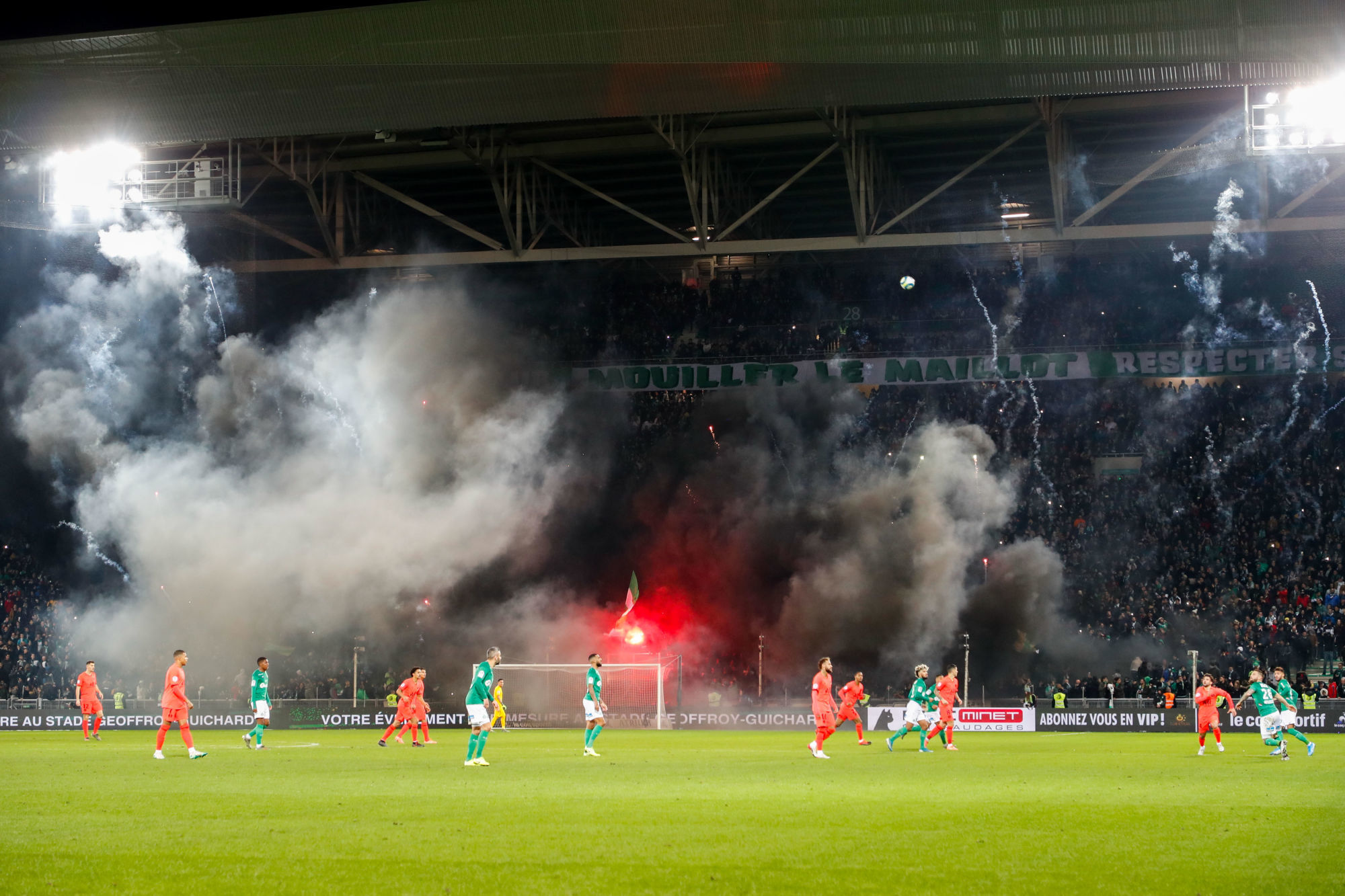 Virage sud during the Ligue 1 match between Saint-Etienne and Paris Saint-Germain at Stade Geoffroy-Guichard on December 15, 2019 in Saint-Etienne, France. (Photo by Romain Biard/Icon Sport) - Stade Geoffroy-Guichard - Saint Etienne (France)