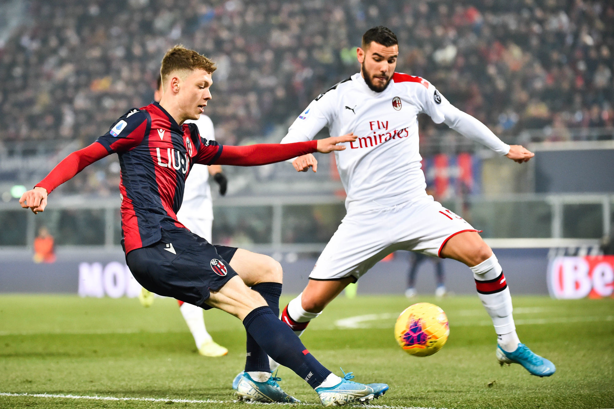 Foto Massimo Paolone/LaPresse 
8 dicembre 2019 Bologna, Italia 
sport calcio 
Bologna vs Milan - Campionato di calcio Serie A TIM 2019/2020 - stadio Renato Dall'Ara
Nella foto: Andreas Skov Olsen (Bologna F.C.) in azione contrastato da Theo Hernandez (AC Milan) 

Photo Massimo Paolone/LaPresse 
December 8, 2019 Bologna, Italy 
sport soccer 
Bologna vs Milan - Italian Football Championship League A TIM 2019/2020 - stadio Renato Dall'Ara stadium
In the pic: Andreas Skov Olsen (Bologna F.C.) competes for the ball with Theo Hernandez (AC Milan) 

Photo by Icon Sport - PalaDozza - Bologne (Italie)