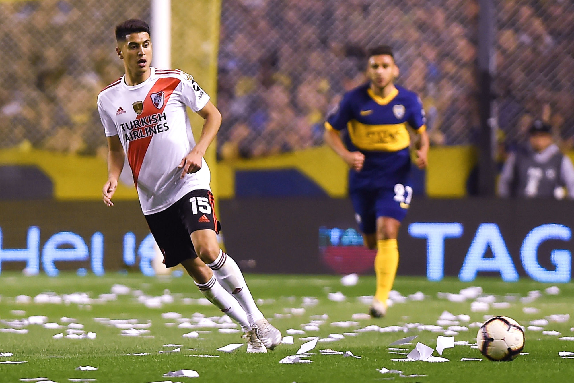 Exequiel Palacios of River Plate during the Copa Libertadores match semi final between Boca Juniors and River Plate on October 23, 2019 at La Bombonera stadium, in Buenos Aires, Argentina. (Photo by Pressinphoto/Icon Sport) - Exequiel PALACIOS - Bombonera - Buenos Aires (Argentine)
