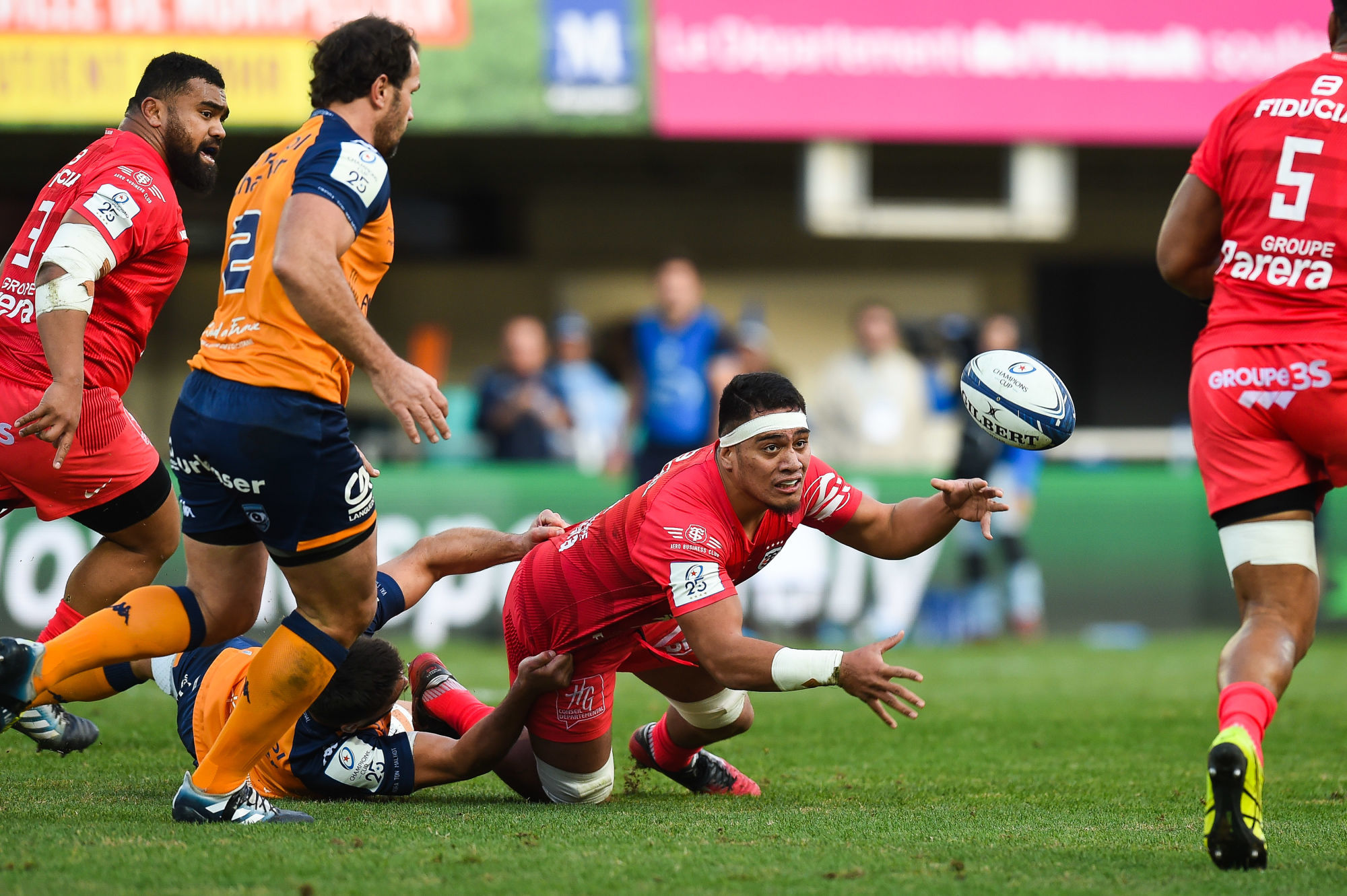 Selevasio TOLOFUA of Toulouse  during the European Rugby Champions Cup, Pool 5 match between Montpellier and Toulouse at Altrad Stadium on December 14, 2019 in Montpellier, France. (Photo by Alexandre Dimou/Icon Sport) - Altrad Stadium - Montpellier (France)