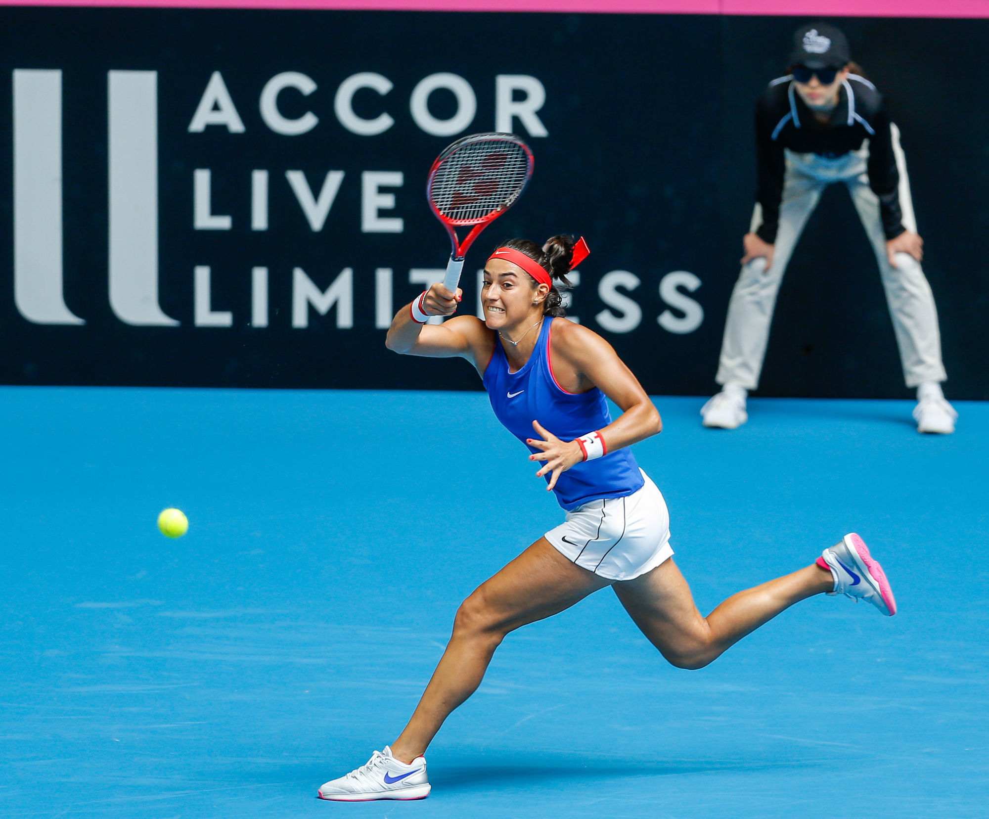 9th November 2019; RAC Arena, Perth, Western Australia, Australia; Fed Cup by BNP Paribas Tennis Final, Day 1, Australia versus France; Caroline Garcia of France plays a forehand shot against Ash Barty of Australia during the second rubber 

Photo by Icon Sport - Caroline GARCIA - RAC Arena - Perth (Australie)