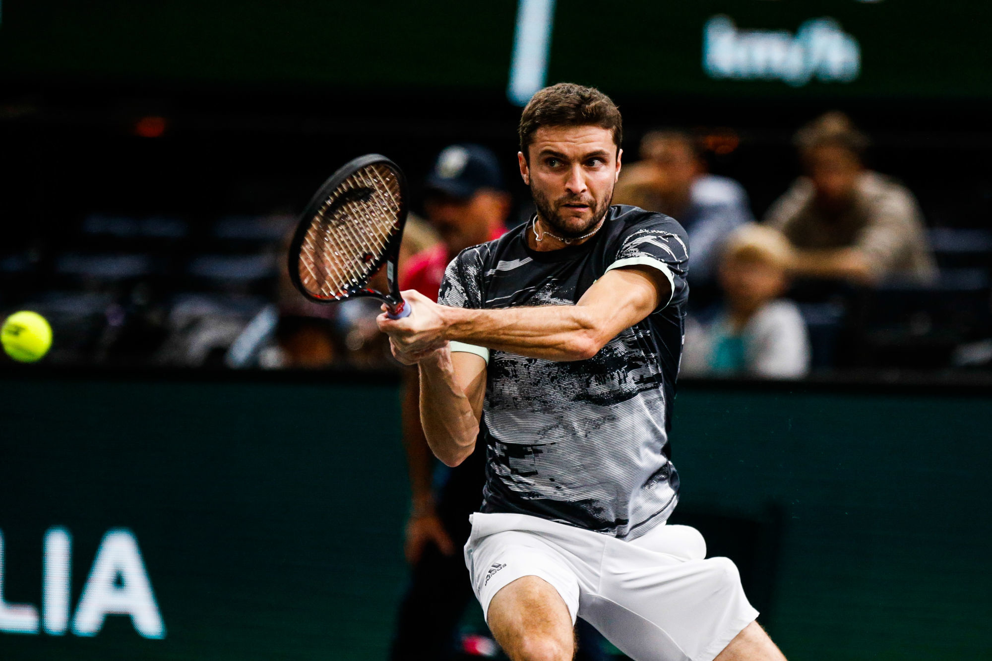 Gilles SIMON of France during the Day 2 of the Rolex Paris Masters at AccorHotels Arena on October 29, 2019 in Paris, France. (Photo by Johnny Fidelin/Icon Sport) - Gilles SIMON - Bercy AccorHotels Arena - Paris (France)