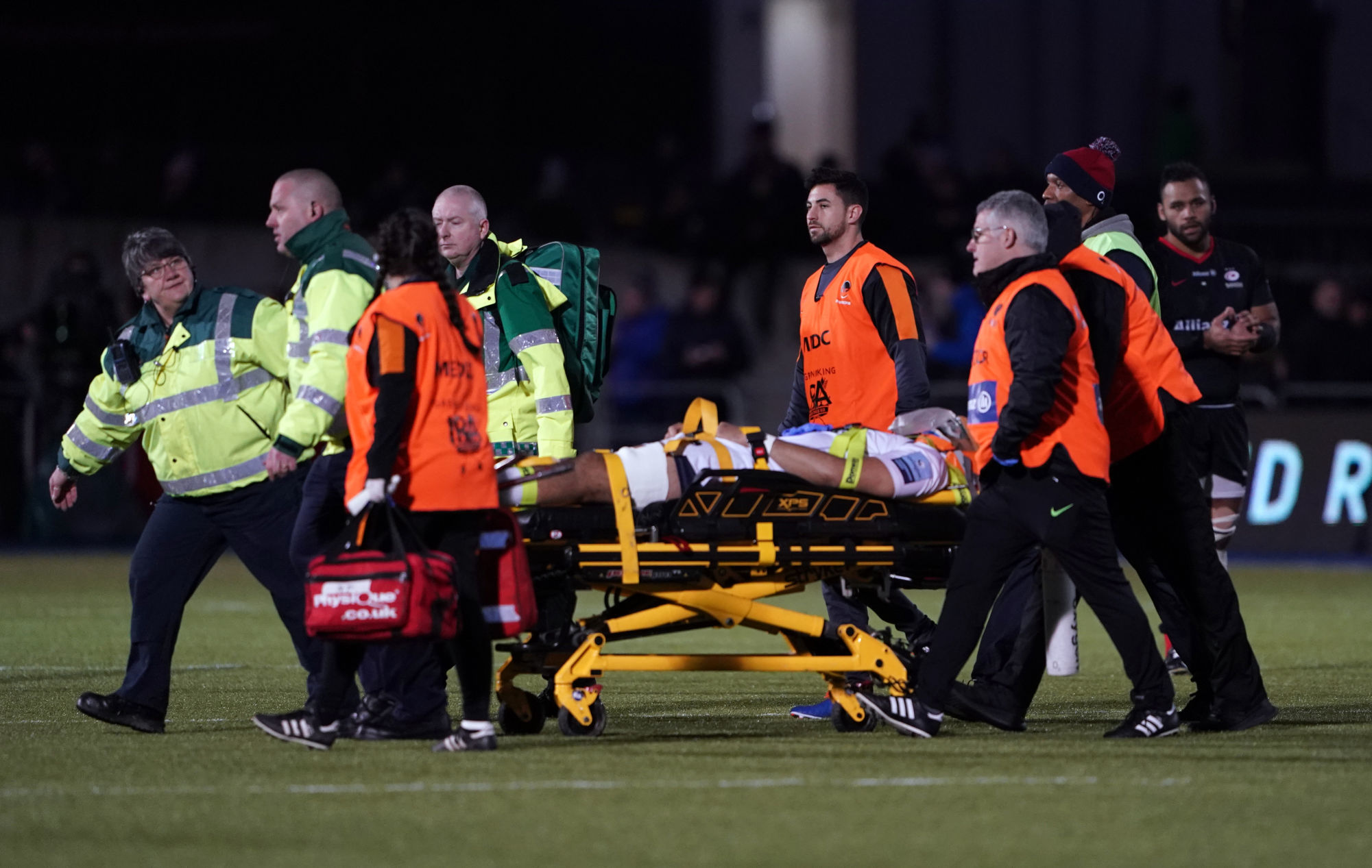 Worcester's Michael Fatialofa leave play on a stretcher during the Gallagher Premiership match at Allianz Park, London. 


Photo by Icon Sport