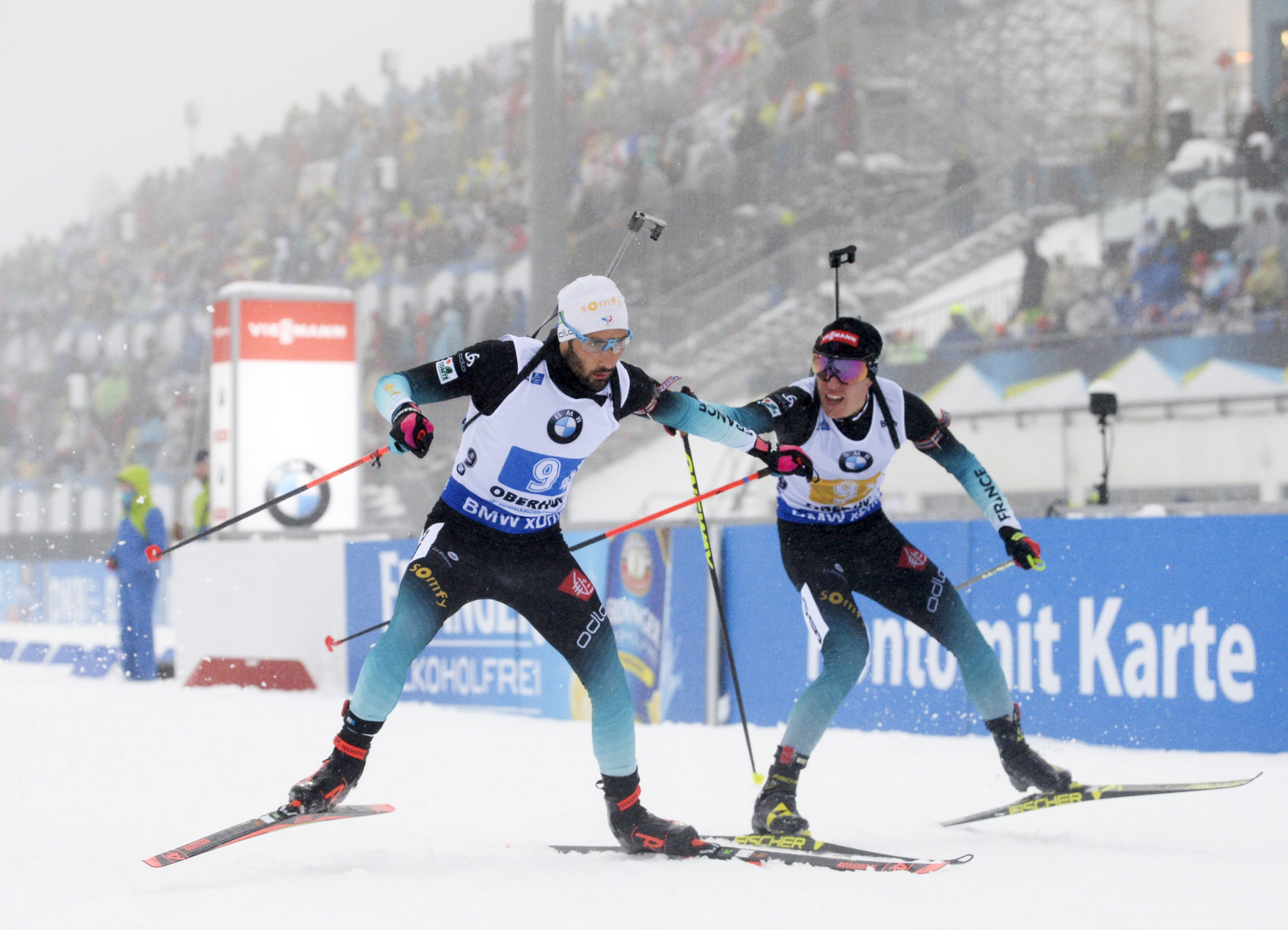 Martin Fourcade et Quentin Fillon Maillet. Photo - Denis Kostyuchenko / Sputnik / Icon Sport