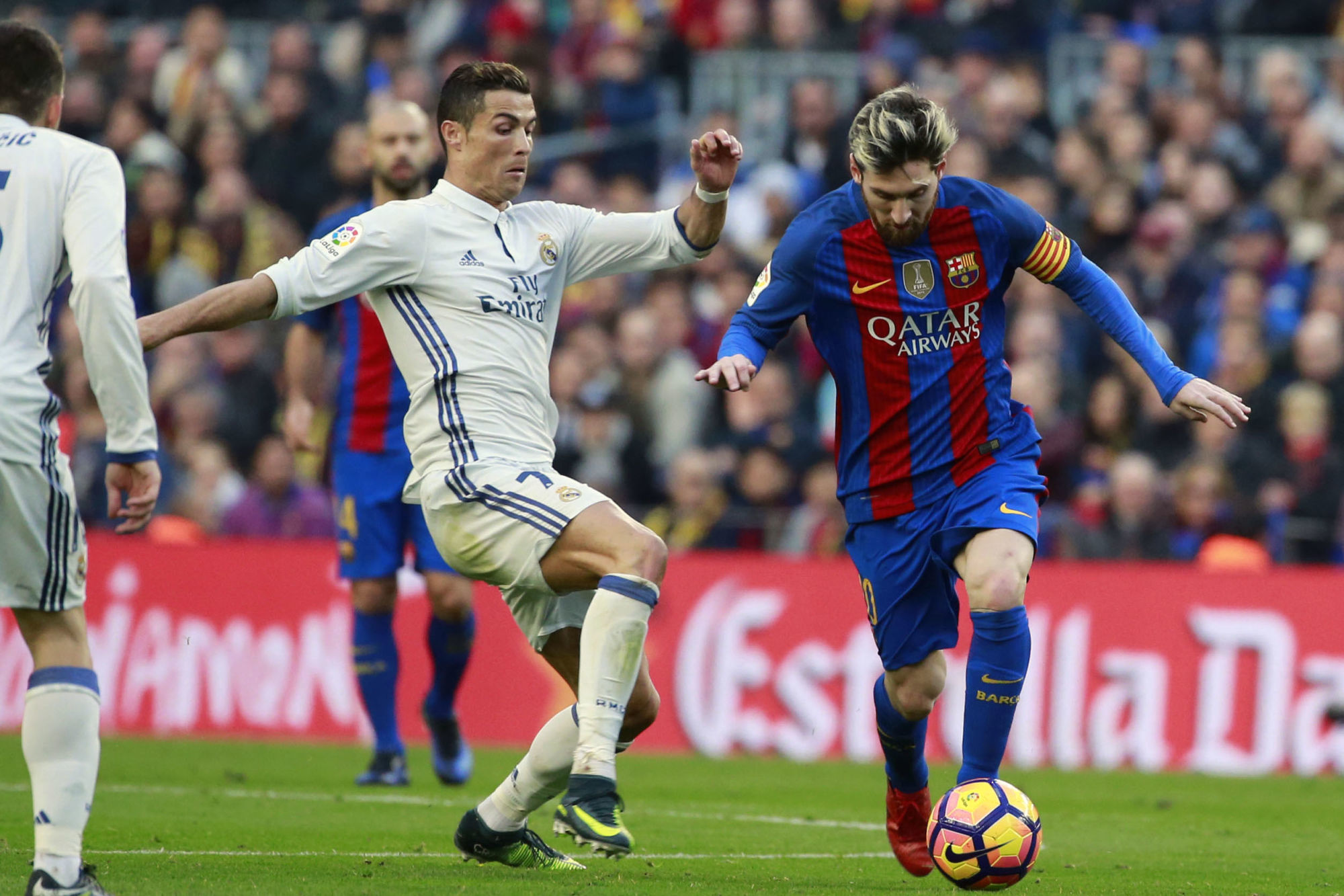 Cristiano Ronaldo and Lionel Messi during the Liga match between FC Barcelona and Real Madrid on December 3, 2016 in Barcelona, Spain. 
Photo by Marca /Icon Sport