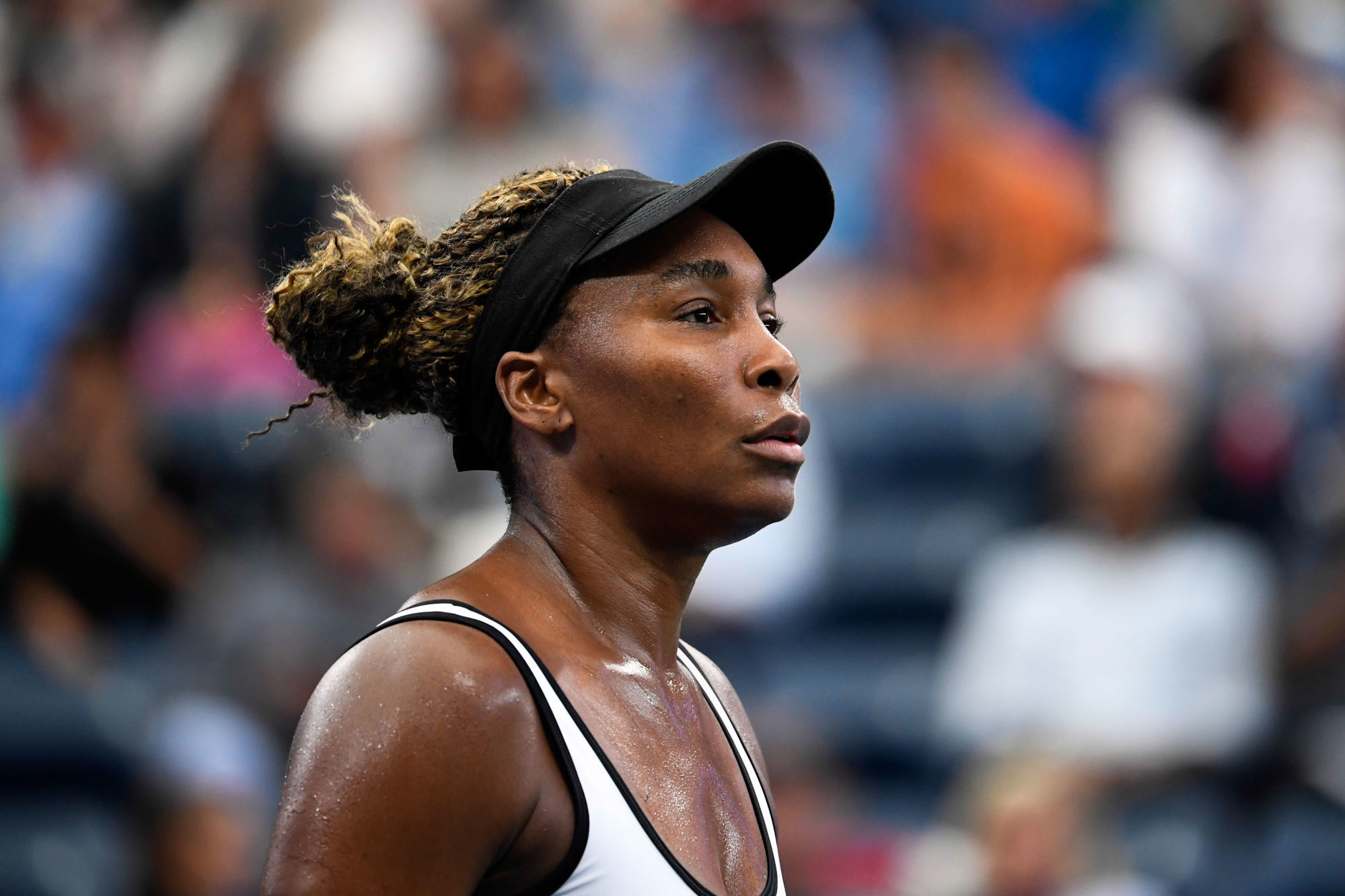 Aug 28, 2019; Flushing, NY, USA; Venus Williams of the United States during the second round on day three of the 2019 U.S. Open tennis tournament at USTA Billie Jean King National Tennis Center.
Photo: SUSA / Icon Sport *** Local Caption *** 27235642