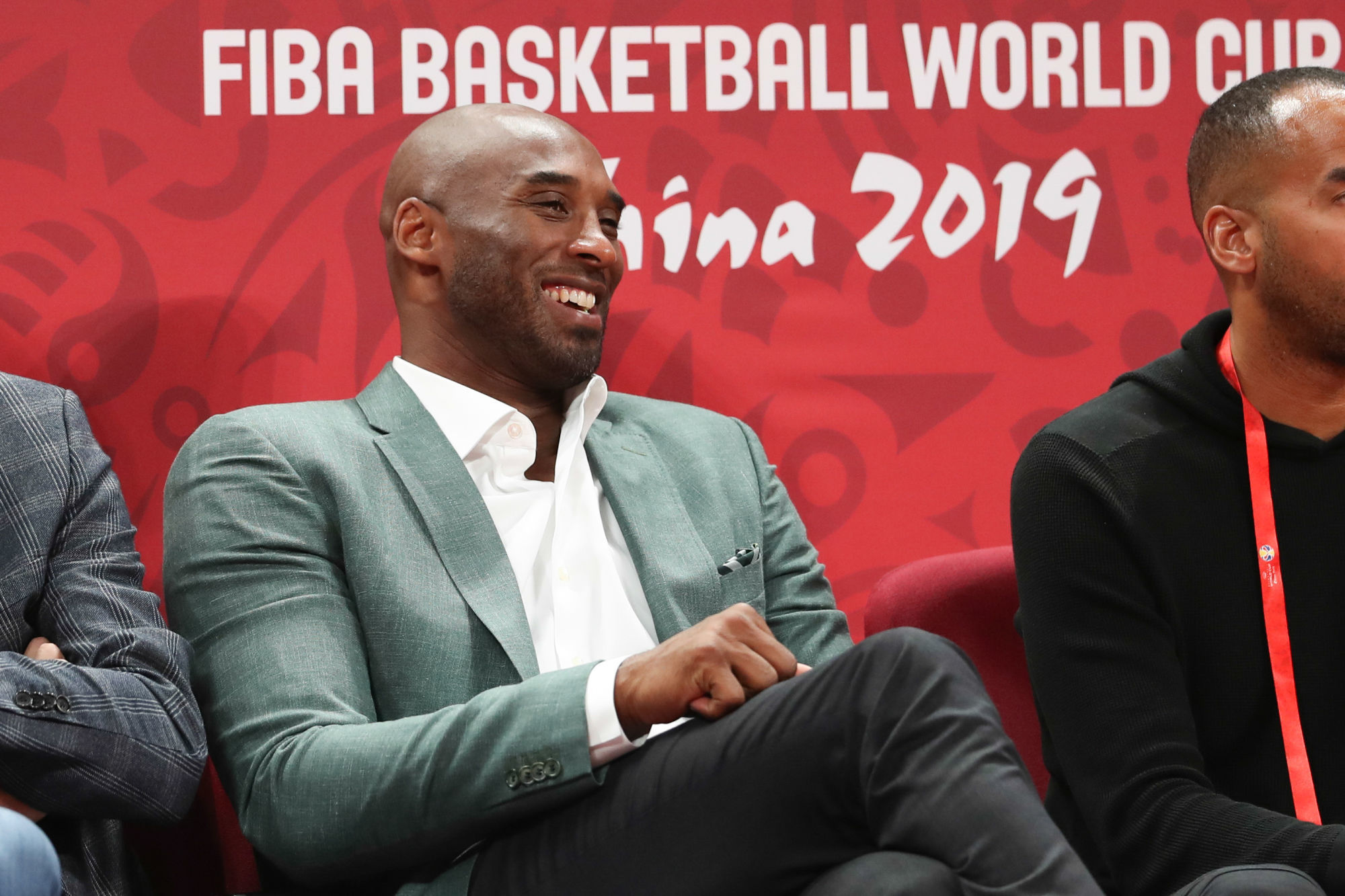 (190913) -- BEIJING, Sept. 13, 2019 (Xinhua) -- Former NBA basketball player Kobe Bryant (L) reacts during the semifinal match between Spain and Australia at the 2019 FIBA World Cup in Beijing, capital of China, Sept. 13, 2019. (Xinhua/Meng Yongmin) (Photo by Xinhua/Sipa USA) 

Photo by Icon Sport - Kobe BRYANT - LeSports Center - Pékin (Chine)