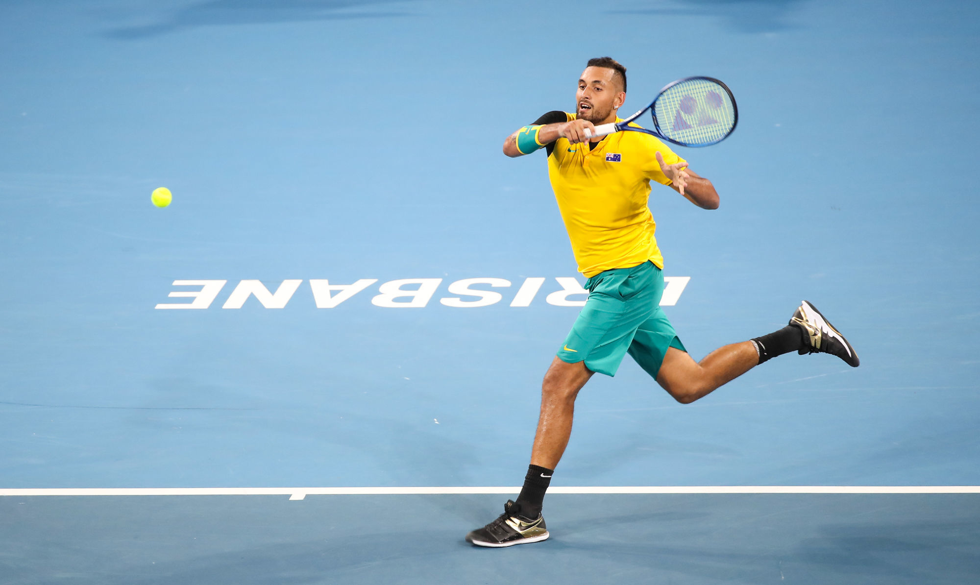 (200103) -- BRISBANE, Jan. 3, 2020 (Xinhua) -- Nick Kyrgios of Australia returns a shot during the ATP Cup Group F match against Jan-Lennard Struff of Germany in Brisbane, Australia, on Jan. 3, 2020. (Xinhua/Bai Xuefei) (Photo by Xinhua/Sipa USA) 

Photo by Icon Sport - Nick KYRGIOS - Brisbane (Australie)