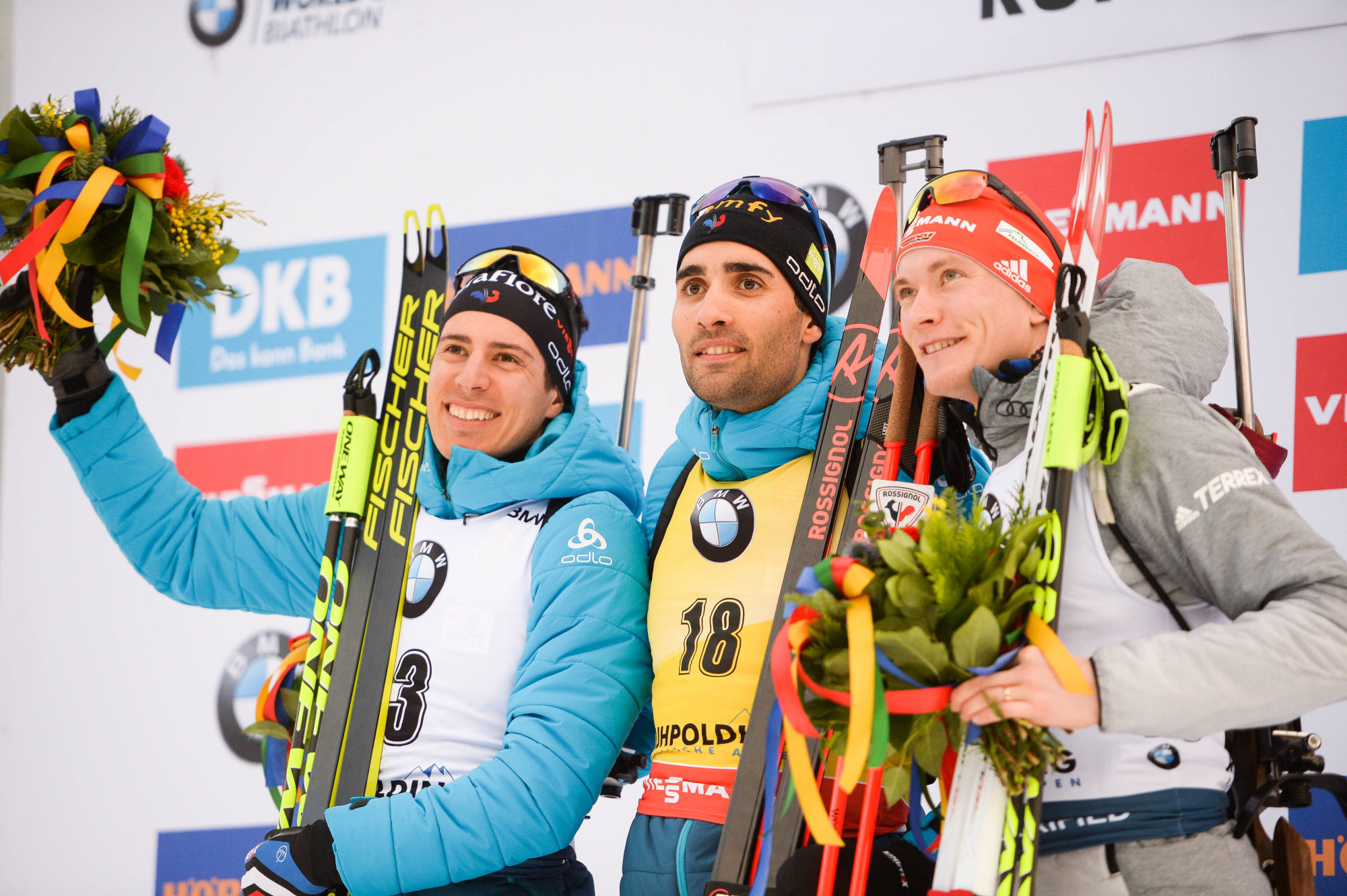 16.01.2020, Ruhpolding, Germany (GER):
Martin Fourcade (FRA), Quentin Fillon Maillet (FRA), Benedikt Doll (GER) -  IBU world cup biathlon, sprint men, Ruhpolding (GER). www.nordicfocus.com. © Tumashov/NordicFocus. Every downloaded picture is fee-liable. 

Photo by Icon Sport - Benedikt DOLL - Martin FOURCADE - Quentin Fillon MAILLET - Ruhpolding (Allemagne)